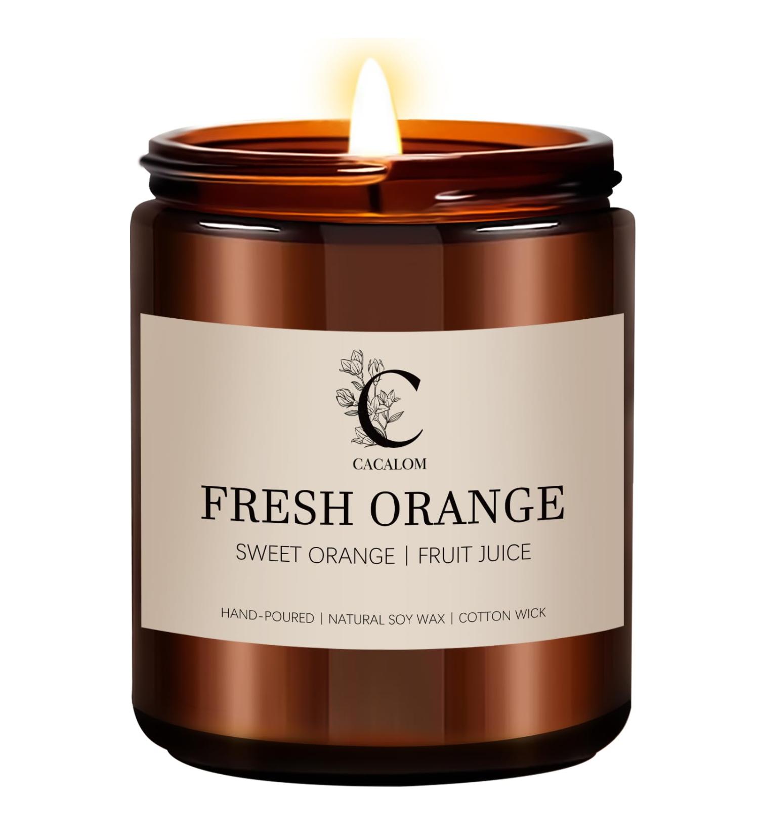 Fresh Orange Scented Candles - Long Lasting Hand-Poured Soy Wax - 7oz Home Fragrance for Men & Women - International Shipping Available - Buy Online on GoSupps.com