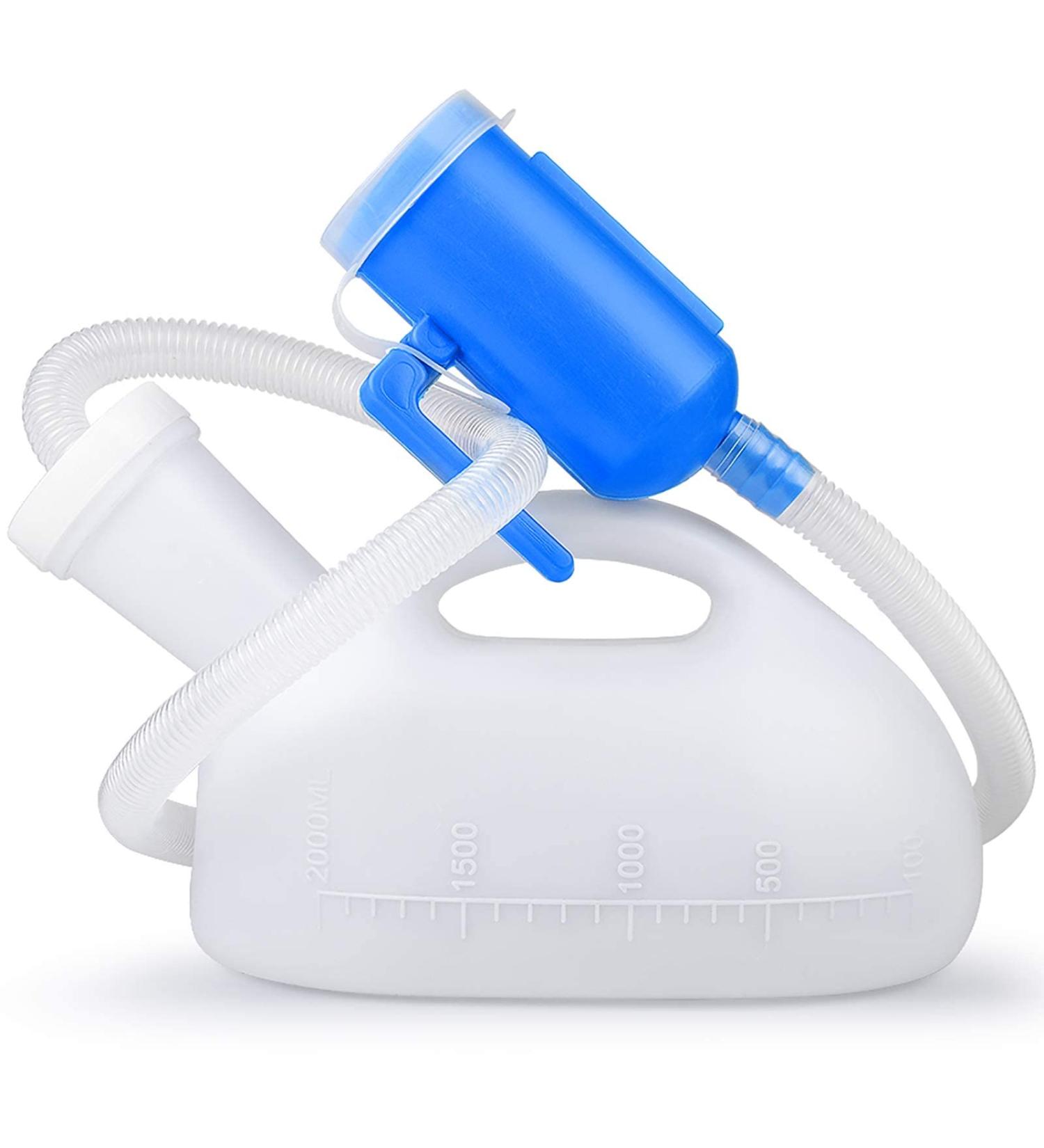 2000ml Men's Portable Urinal with Long Tube and Lid - Ideal for Camping, Travel, and Emergencies - Buy Online on GoSupps.com