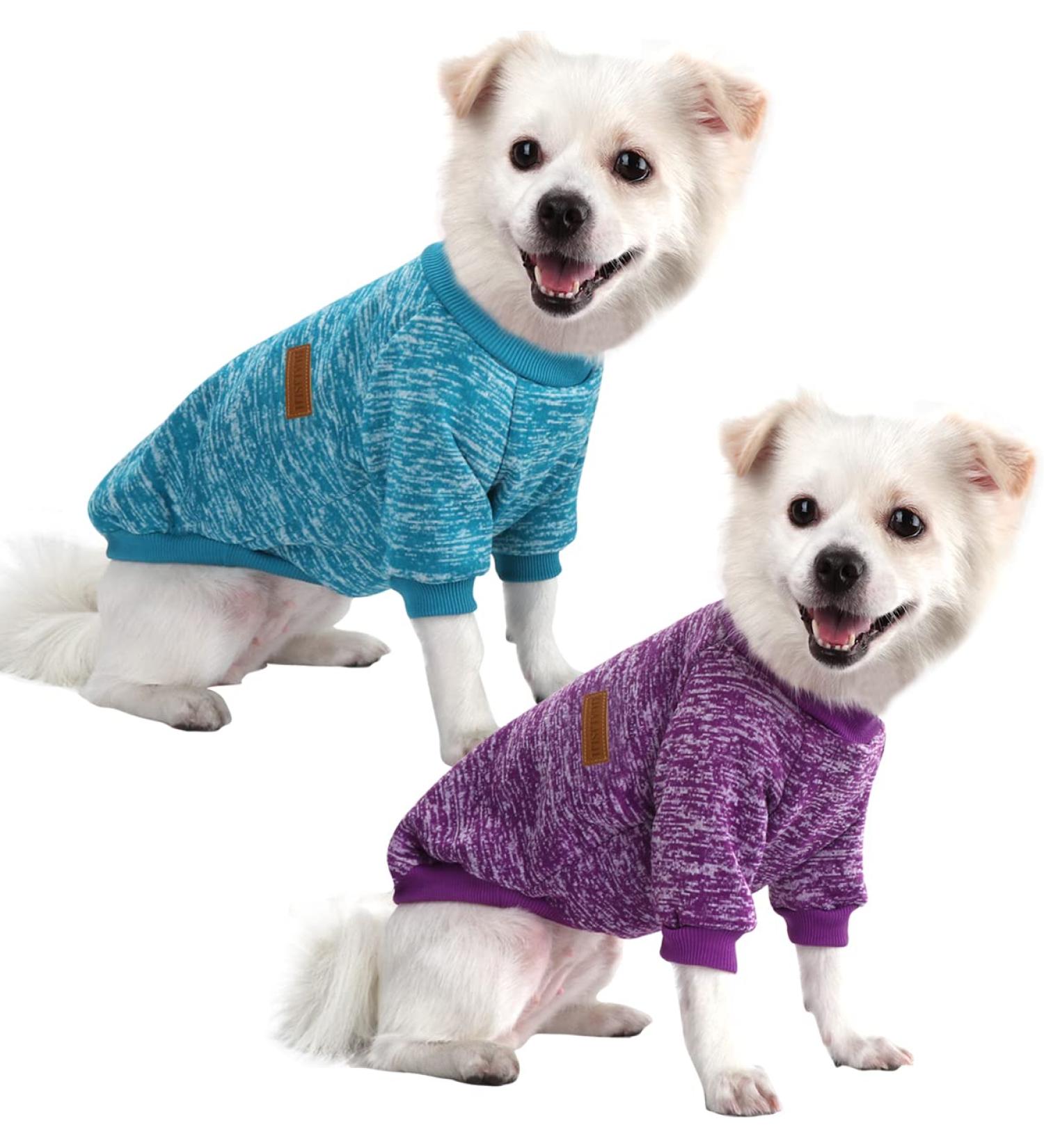 Buy Hualisiji Small Dog Sweater for Chihuahuas - Warm Lightweight & Soft Knitted Sweater (Blue+Purple 2PCs) - Buy Online on GoSupps.com
