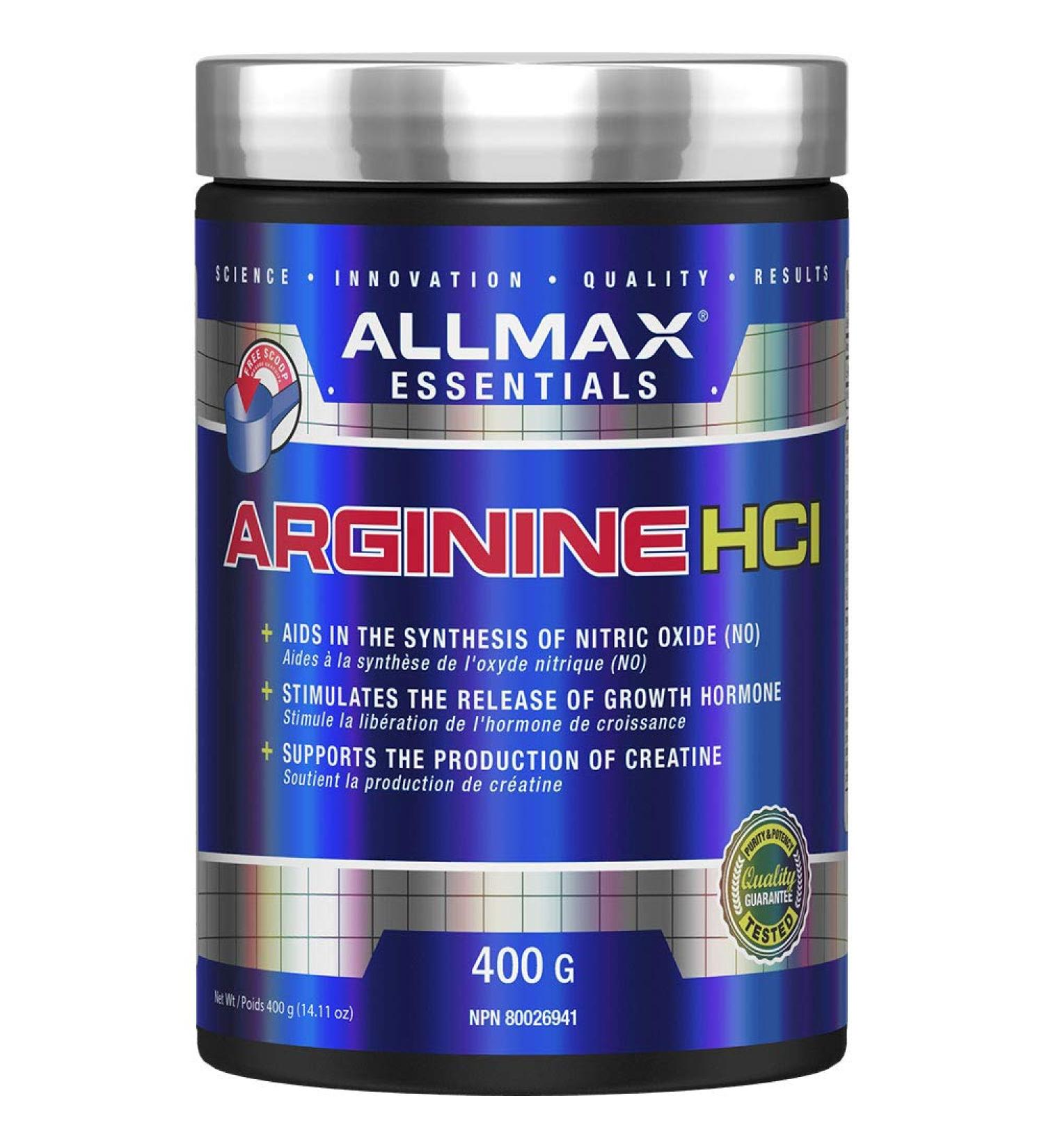 ALLMAX Nutrition Arginine Hcl - Maximum Strength + Absorption - Pharmaceutical Grade 400g 400 g (Pack of 1) - Buy Online on GoSupps.com
