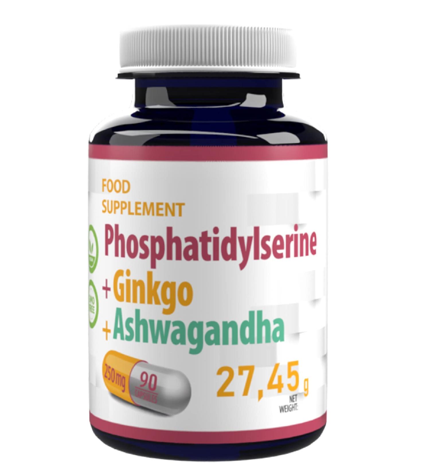 Hepatica Phosphatidylserine + Ginkgo Biloba + Ashwagandha 250mg | 90 Vegan Capsules | High Strength Supplement | Gluten & GMO Free | 3rd Party Lab Tested - Buy Online on GoSupps.com