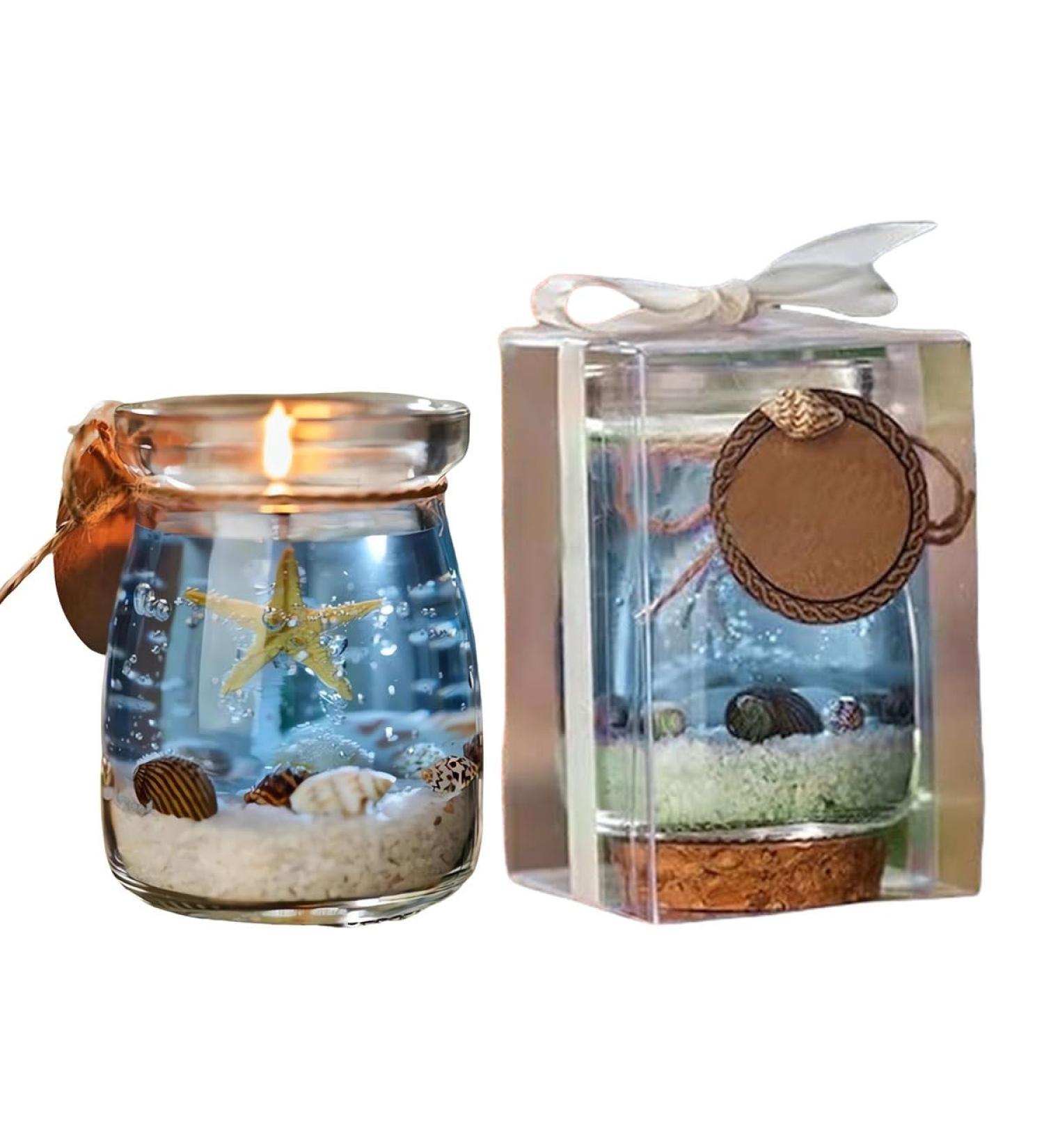 Luxury Ocean Theme Blue Purpzle Pink Gel Candle Set | Handmade Starfish & Whelk Wax Gel Candles - Scented Gifts for Women - Buy Online on GoSupps.com