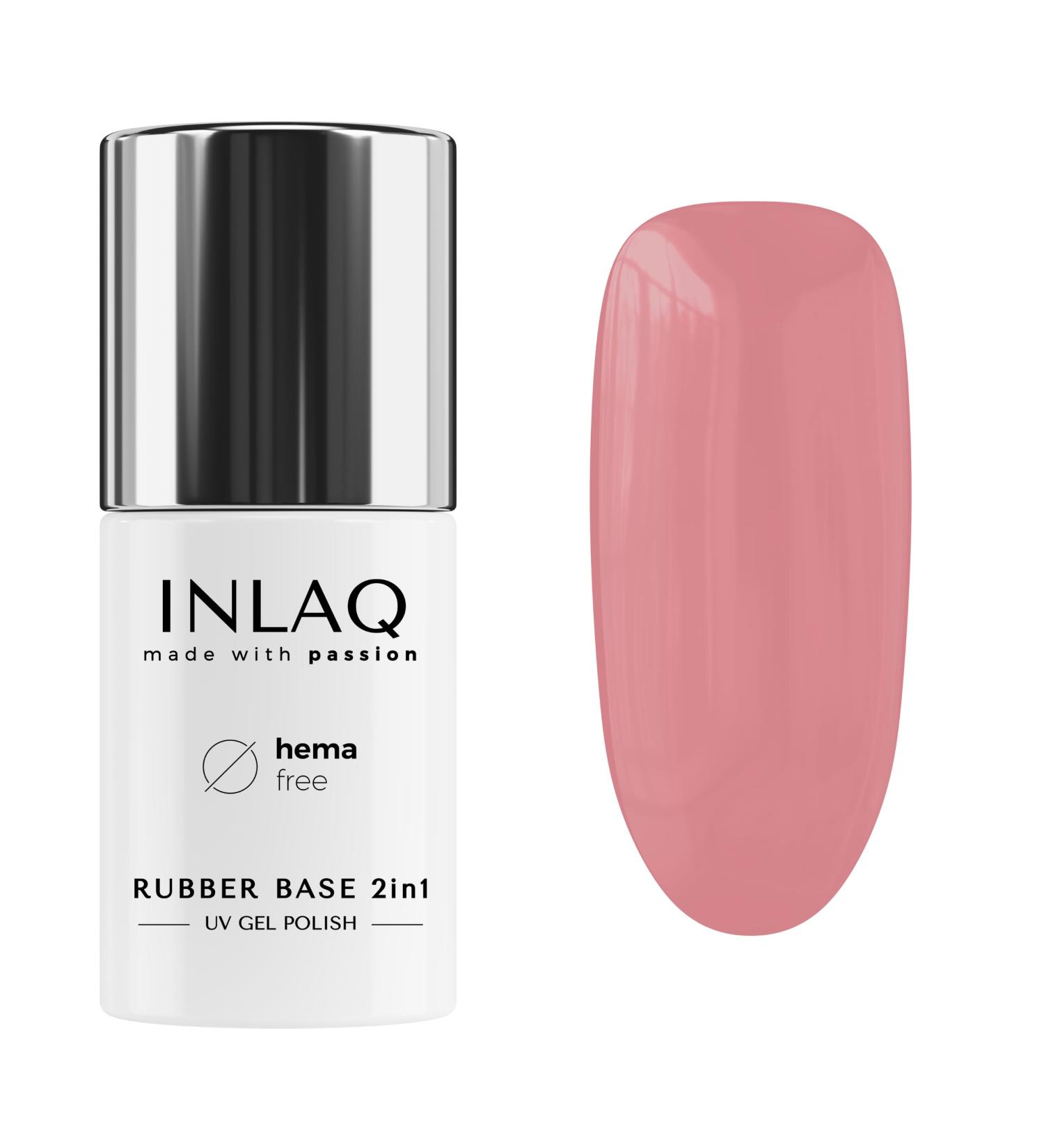 INLAQ 2in1 HEMA-Free Rubber Base Gel UV Rose 6 ml - Nail Polish Base Gel for up to 95% Opacity - Hard Gel Cover Rose - Buy Online on GoSupps.com