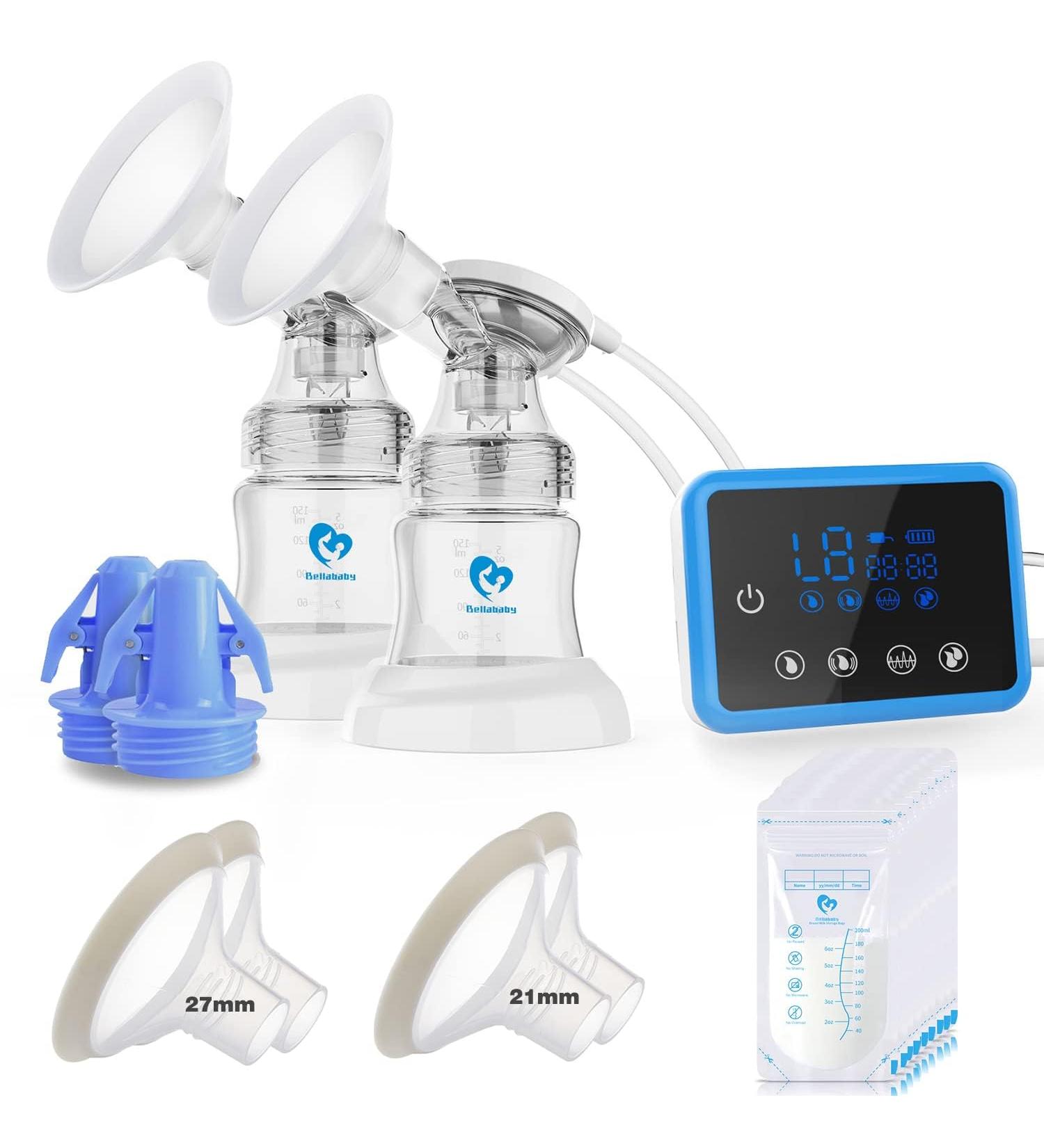 Bellababy Double Electric Breastfeeding Pump | Touch Screen | Pain-Free | Strong Suction | 4 Models | 9 Levels | 24mm Flanges - Buy Online on GoSupps.com