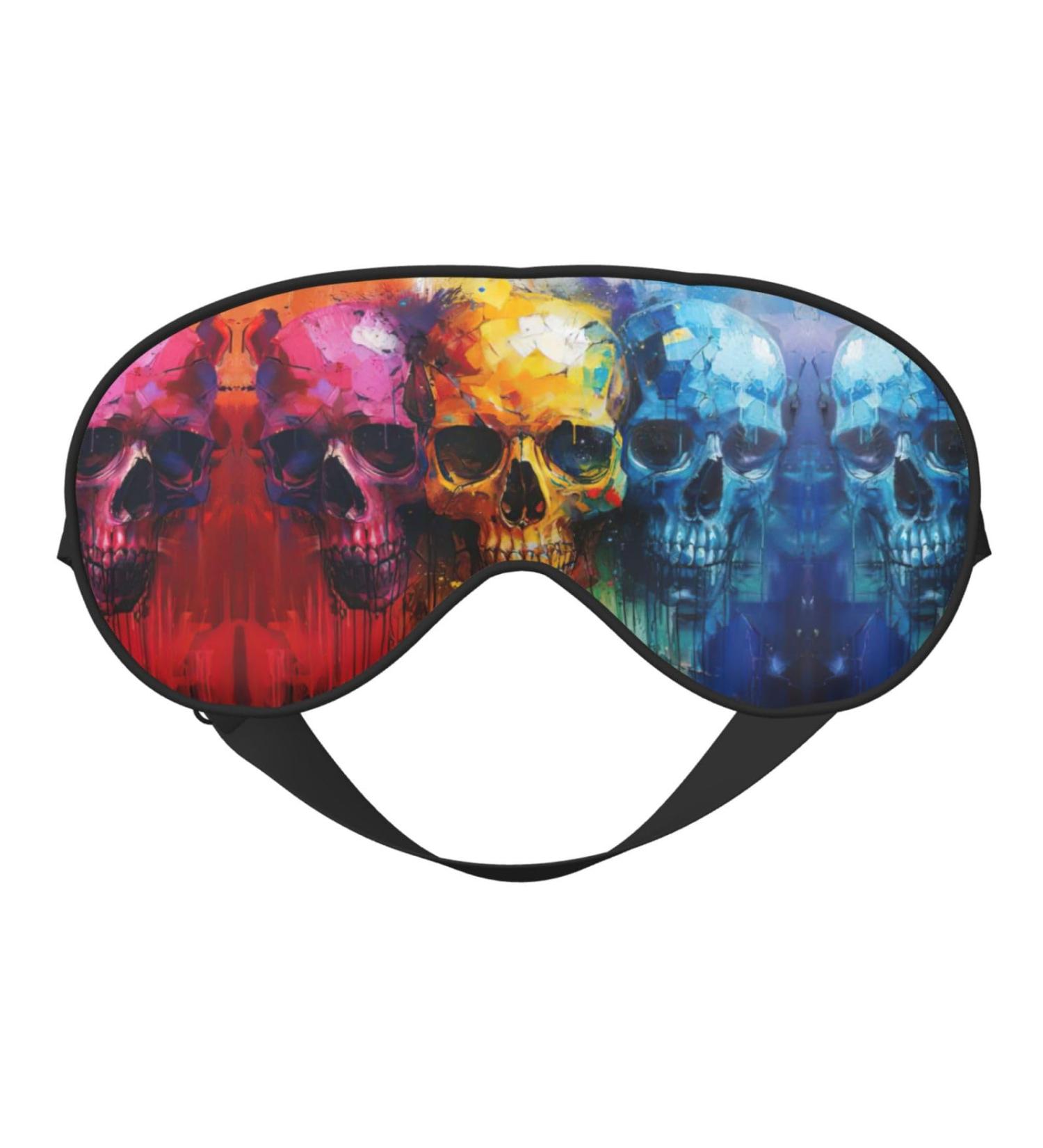 Color Skulls Print Unisex Sleep Mask | Double-Sided Eye Mask for Sound Sleep & Skin Care - Buy Online on GoSupps.com