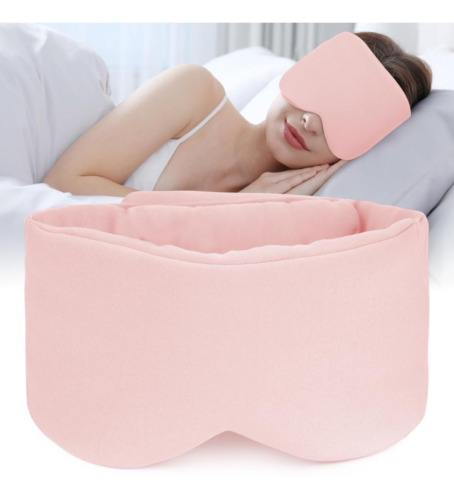 Hilph Cotton Sleep Mask Blackout | Adjustable Eye Mask for Side Sleepers | Comfortable Night Shift & Travel Sleep Aid (Pink - Buy Online on GoSupps.com