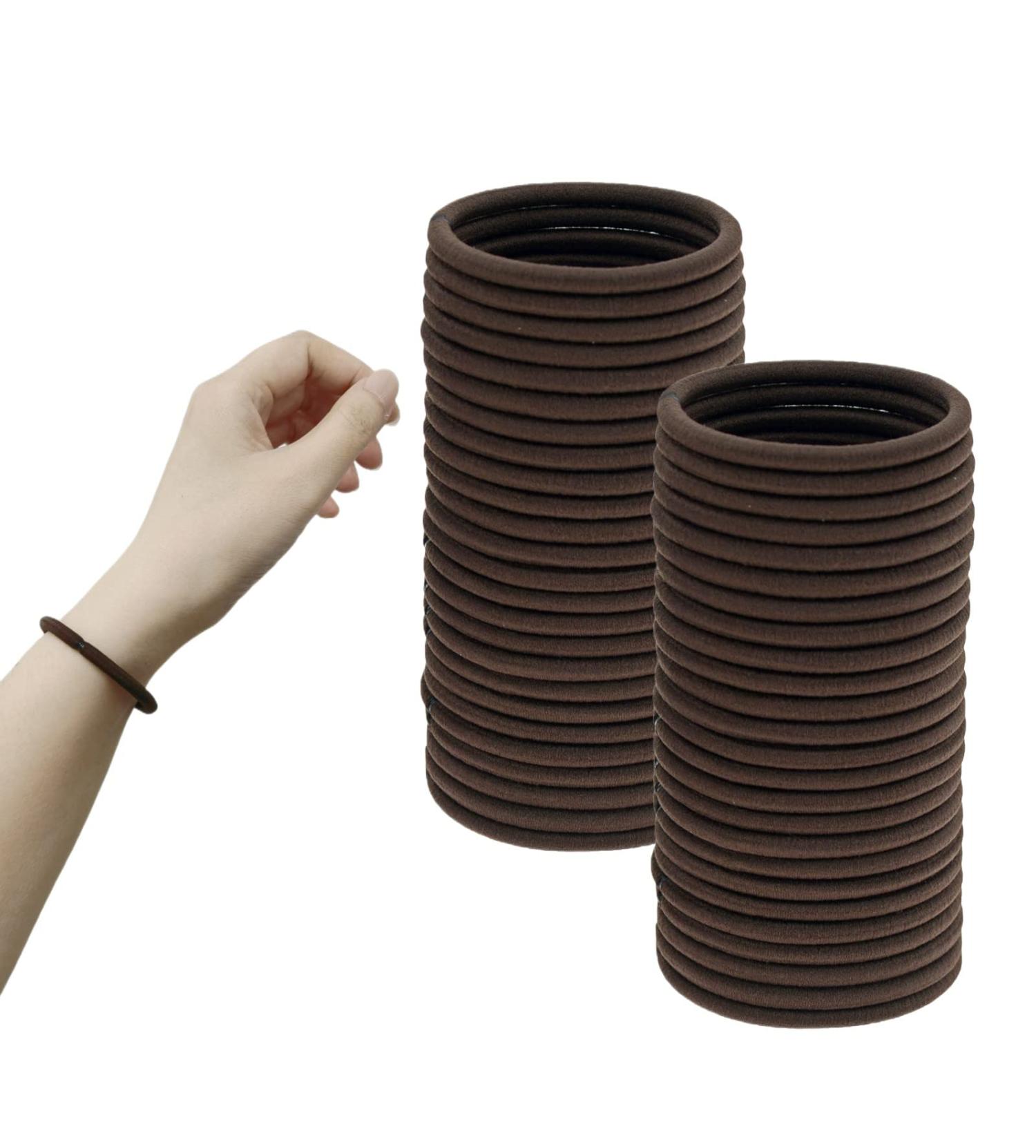 50 Pieces Hair Ties for Thick Hair 4mm Hair Elastics for Women or Men (Brown) - Buy Online on GoSupps.com