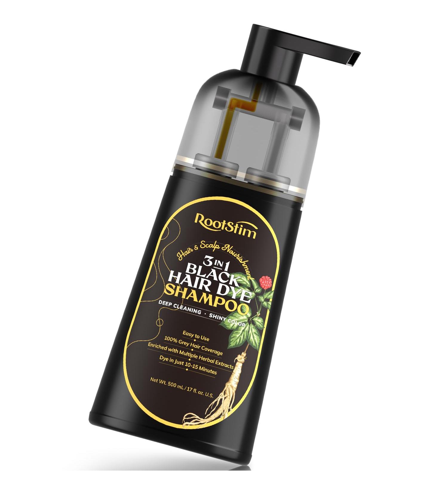 Buy 3 in 1 Black Hair Dye Shampoo - Herbal Gray Hair Coverage for Men & Women - Ammonia-Free Easy to Use Lasts 30 Days | 17FL Oz - Buy Online on GoSupps.com