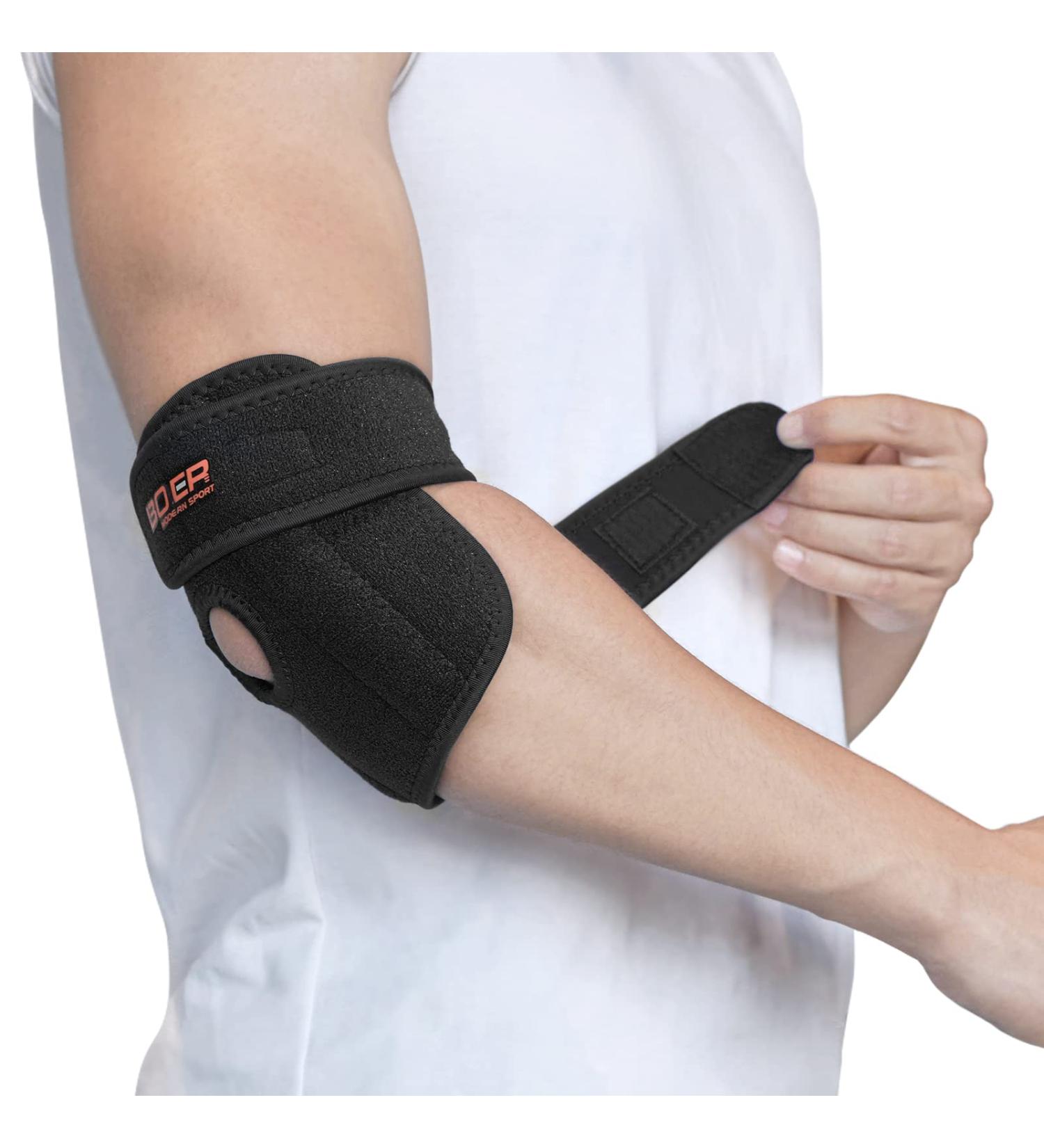 Visenta Elbow Brace Compression Sleeve for Men & Women - Arm Support for Tendonitis, Tennis & Golfers Elbow - Arthritis Relief - Ideal for Workout & Weightlifting - Black - Buy Online on GoSupps.com