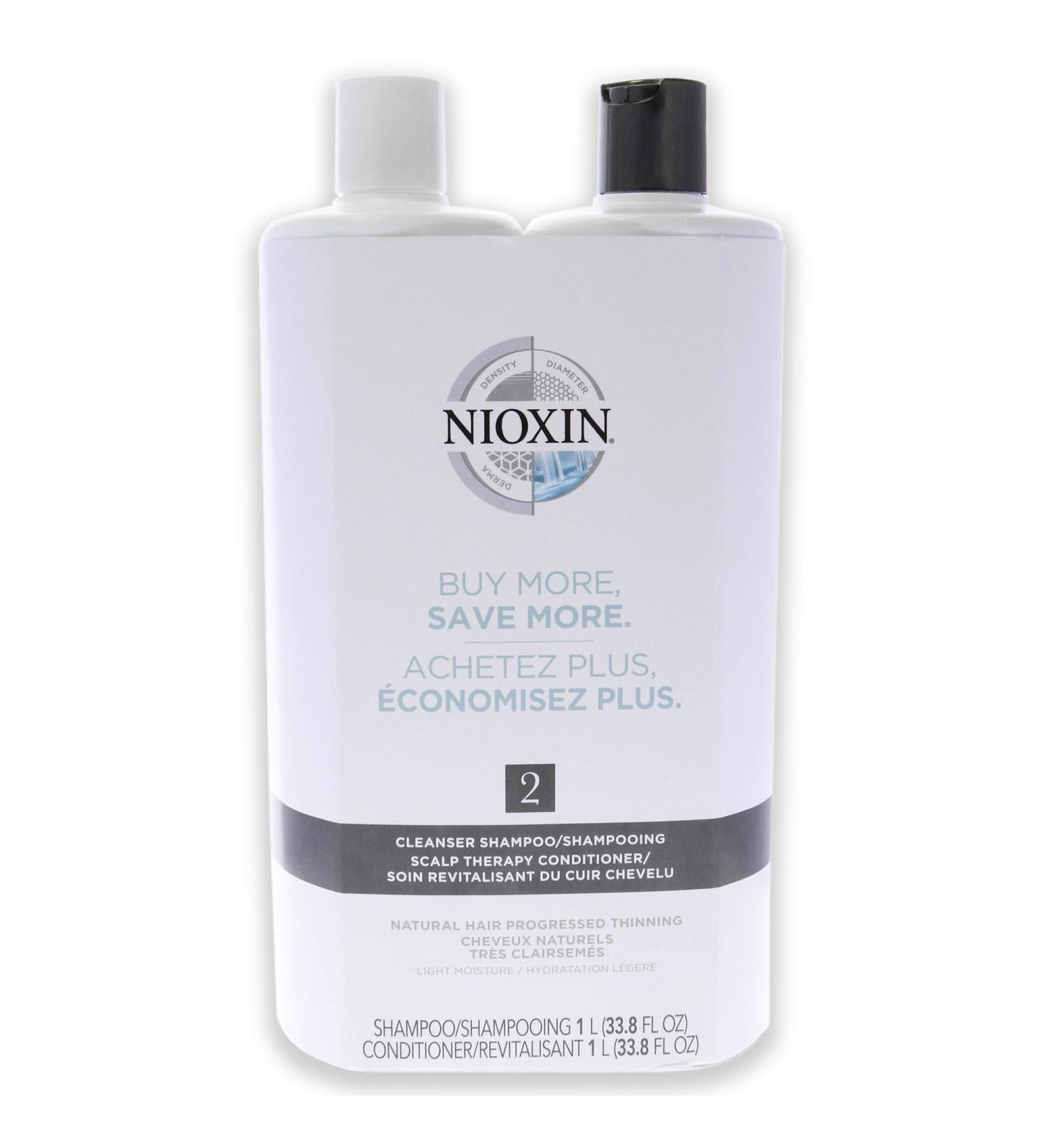 Nioxin System 2 Cleanser Scalp Therapy Conditioner Duo for Unisex 33.8 oz Cleanser & Conditioner 33.8 oz