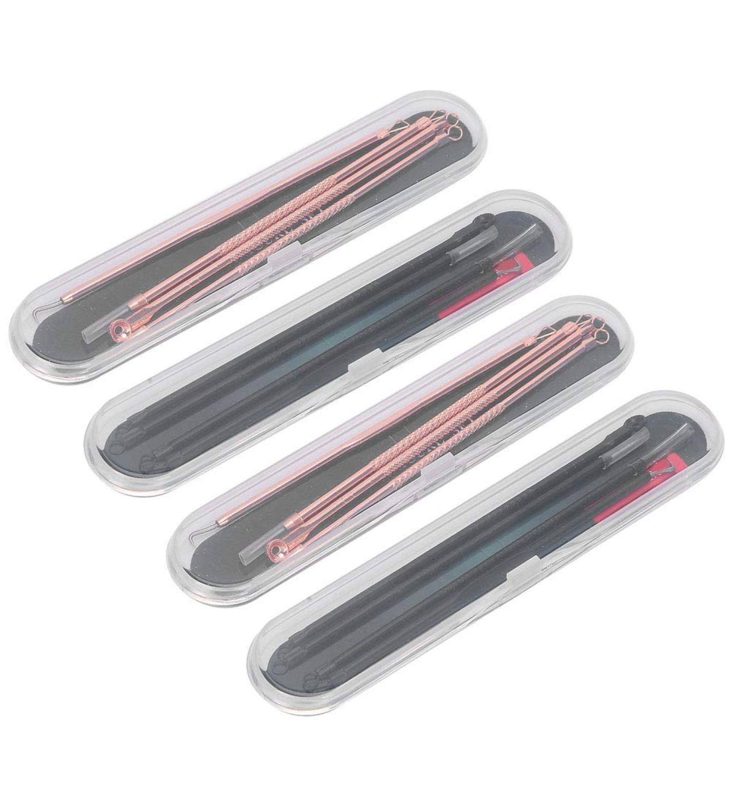 Professional Stainless Steel Blackness Pimples Removal Tool Kit - Rose Gold Pink Acne Tweezers for Effective Acne Removal - Buy Online on GoSupps.com