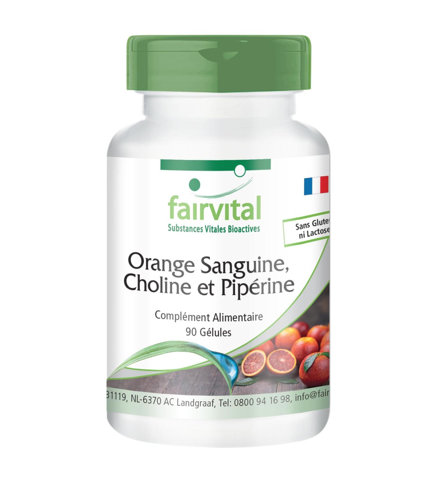 Fairvital | Blood orange choline and piperine - 90 capsules - for 3 months - quality controlled and high dose - 100% vegan - - Buy Online on GoSupps.com