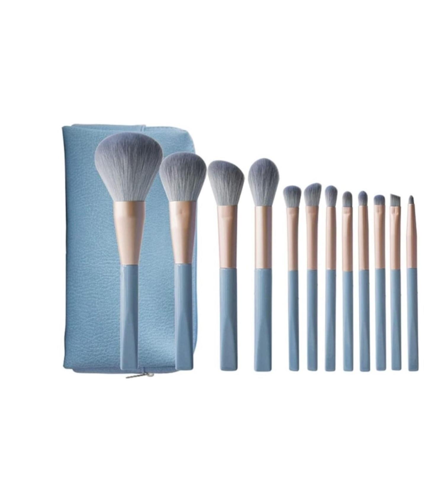 Professional Synthetic Makeup Brush Set - Foundation Blending Concealer Eyeshadow & Blush - Blue - Buy Online on GoSupps.com