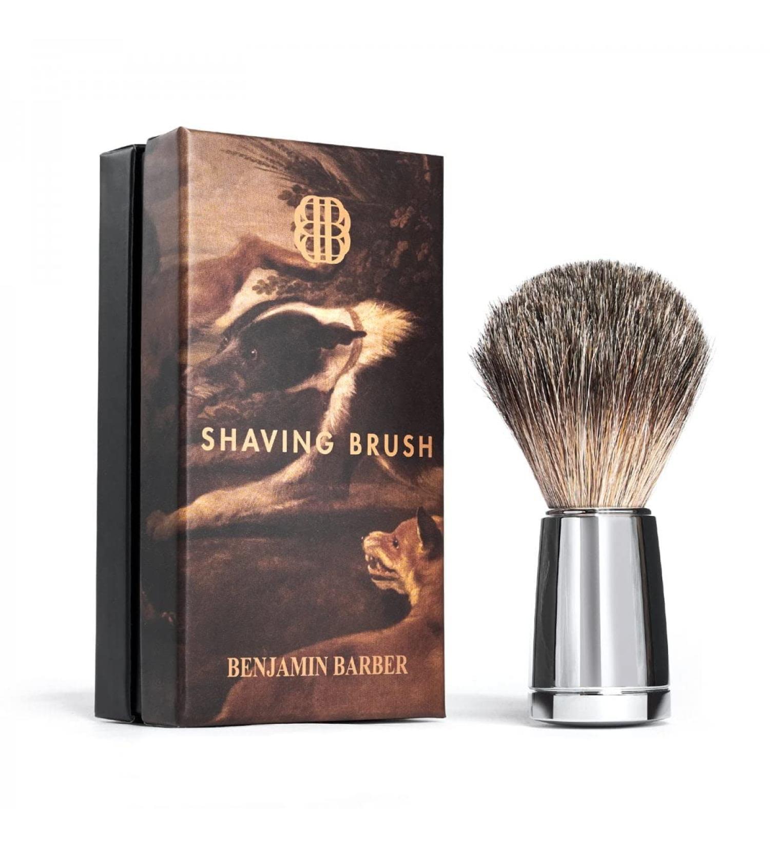 Benjamin Barber Classic Razor Brush Chrome | Steel Handle for Gentle Shaves | Premium Wooden Shaving Brush - Shop Internationally - Buy Online on GoSupps.com