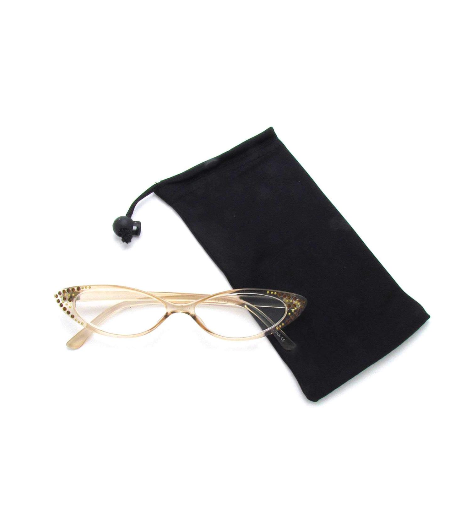 Pop Fashionwear Rhinestone Cat Eye Reading Glasses R223 - Colorful Crystal Light Brown 2.50 | International Shipping Available - Buy Online on GoSupps.com