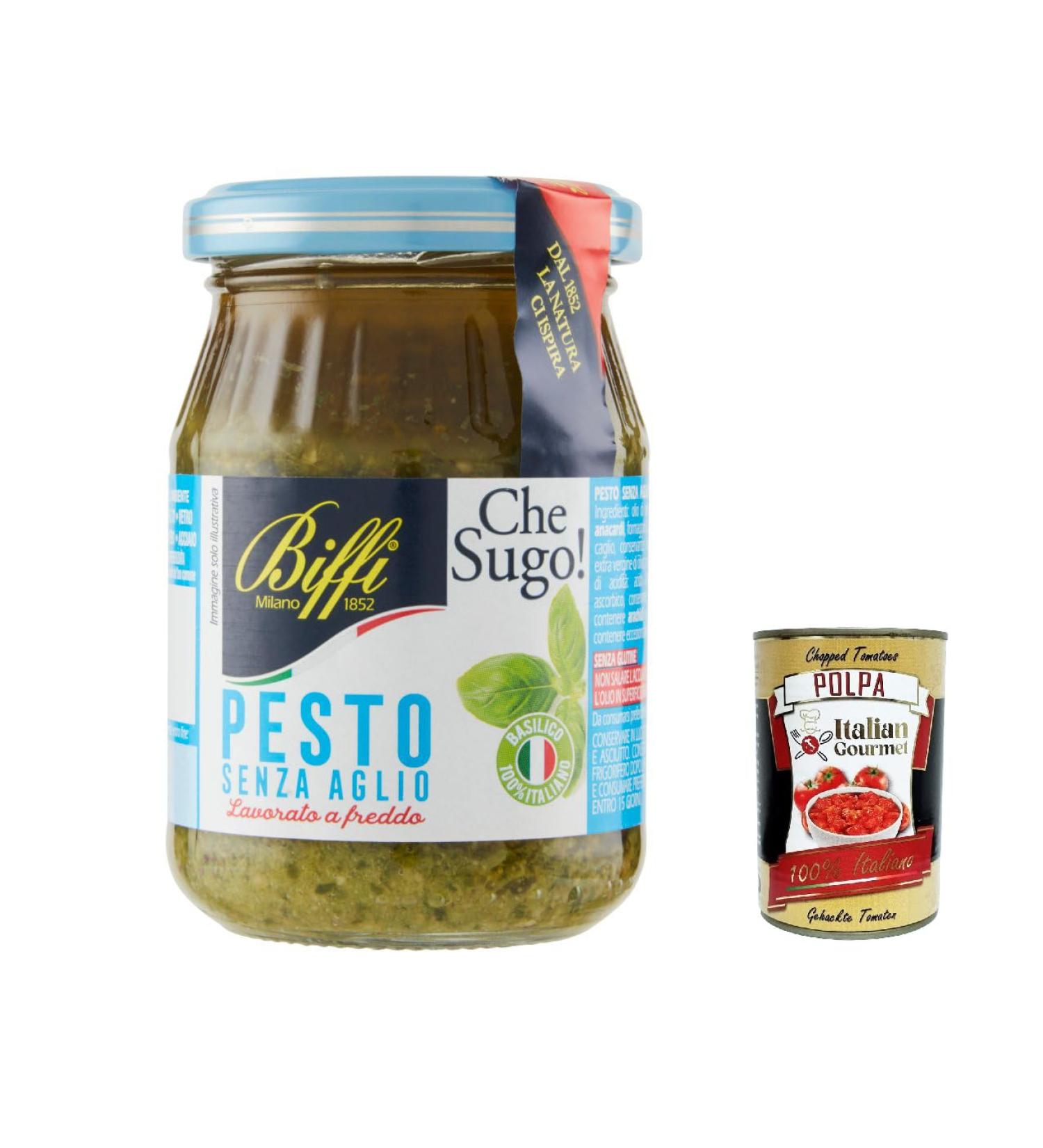  Italian Gourmet E.R. Biffi Pesto alla genovese senza agli 100 % v g tale sauce pesto sans ail 190 g de sauce + polpa gourmet italien 400 g - Buy Online on GoSupps.com