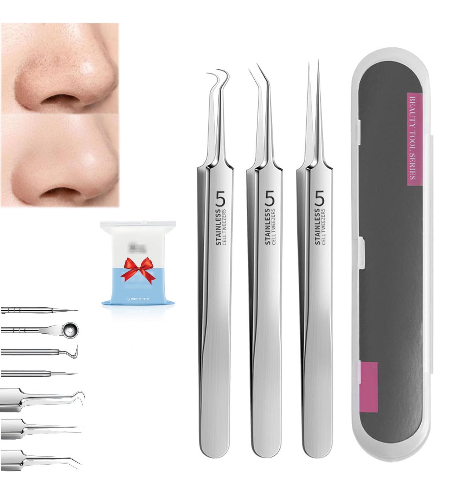 Usiveinborn Blackhead Remover 3/4/8Pcs Usiveinborn Tweezers Usiveinborn Stainless Stainless Steel Facial Blackhead Remover Tweezers Nose Face Blackhead Remover Tools with Packaging Box (3PCS) - Buy Online on GoSupps.com