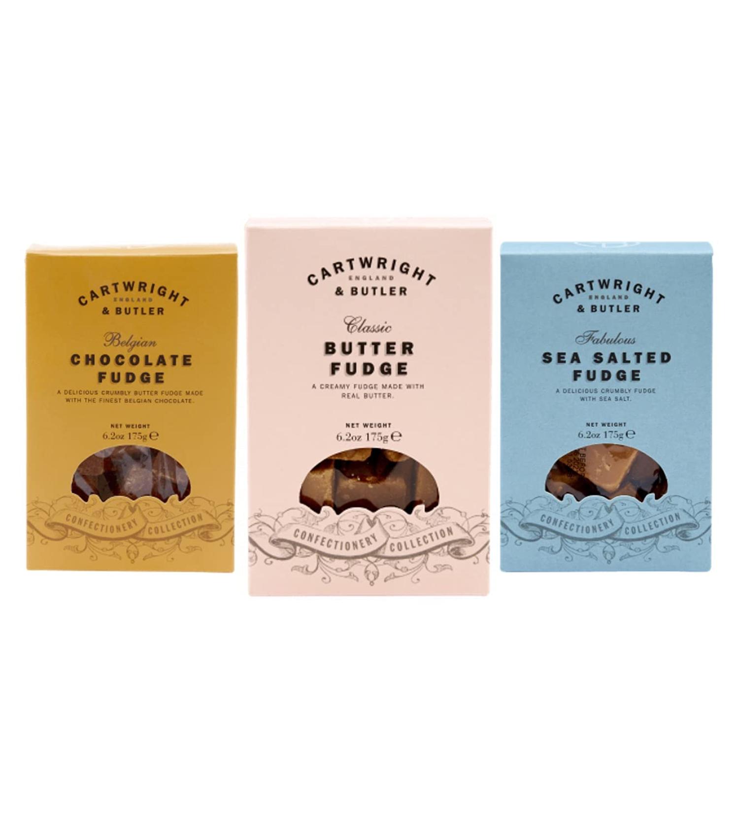 Cartwright & Butler | Fudge Trio | A Mouth-Watering Selection of our Premium Fudges | Includes Butter Salted Caramel & Belgian Chocolate Fudge - Buy Online on GoSupps.com