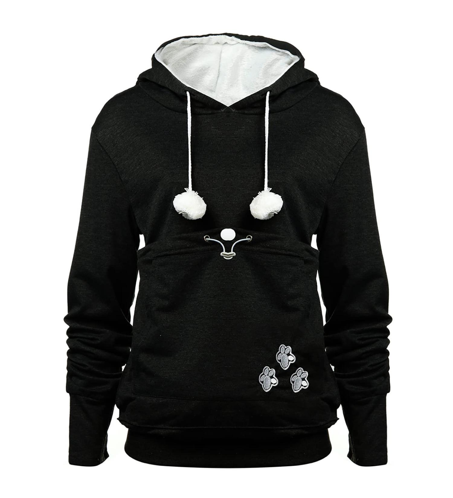 YYW Women's Oversized Pet Hoodie Sweatshirt with Cat/Dog Holder Pouch (Black, Large) - Buy Online on GoSupps.com