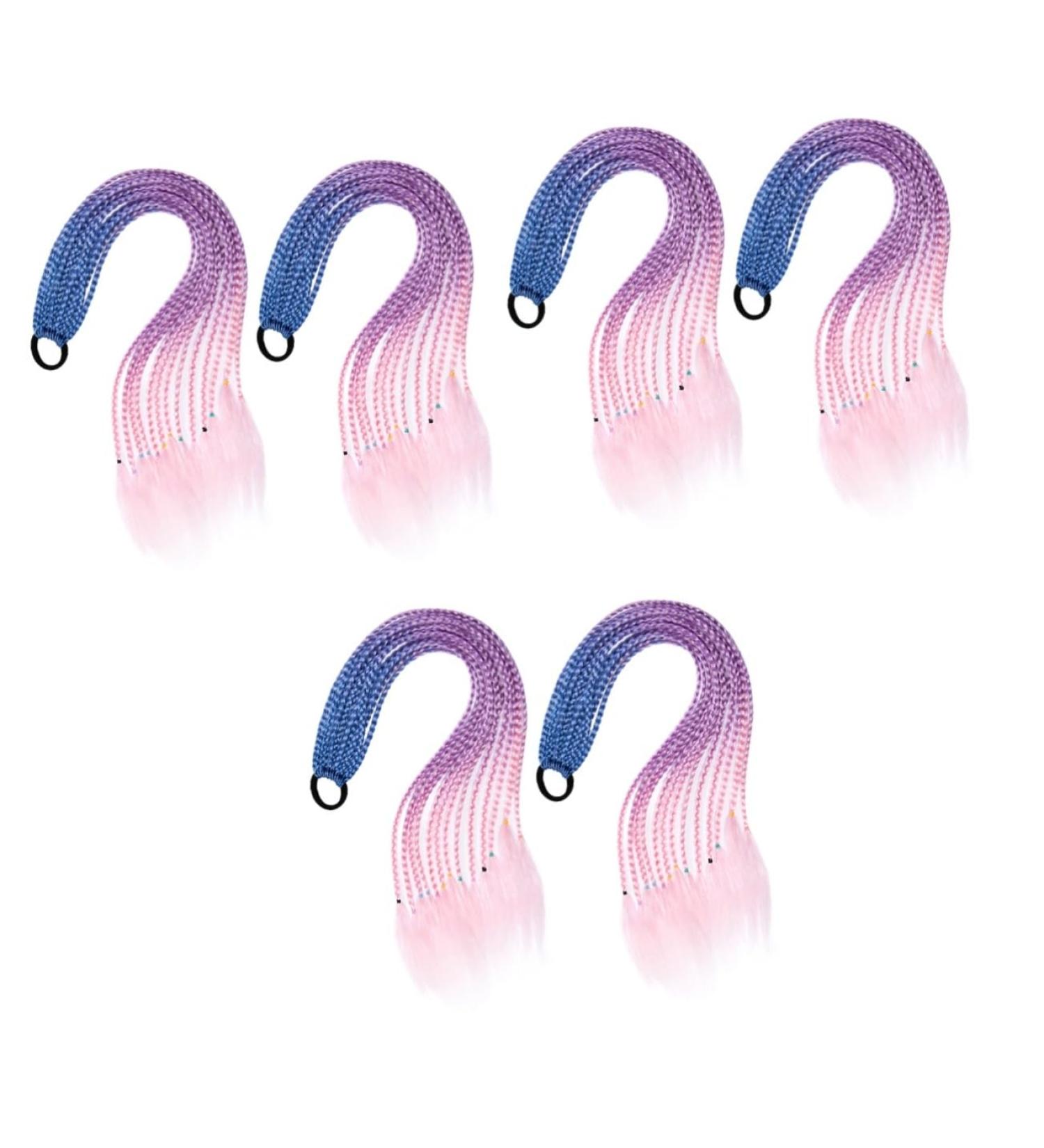 minkissy 3 Sets Curly Wig Human Hair Colorful Wigs Hair Ties Kids Hair Braided Wig Hair Extensions Colored Micro Braid Hair Wig Ponytail Hair Tie Girls Ring Pigtails Ponytail Holder Ring - Buy Online on GoSupps.com