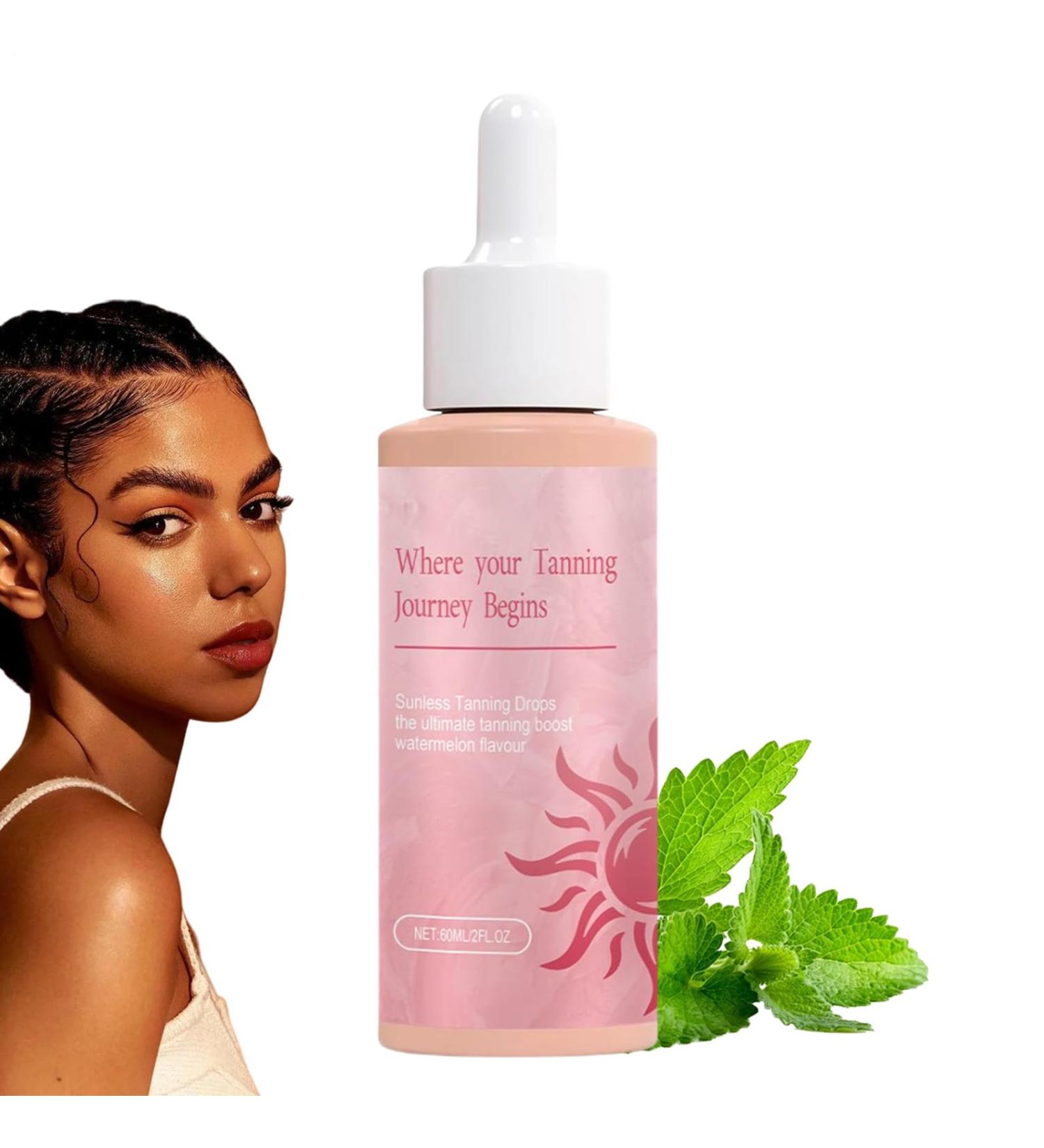 Tanning drops 60 ml effective sunless tanning drops to drink Long Lasting Natural Ingredients Bronzing Tan Drop Oral Drink Watermelon Flavor for face and body - Buy Online on GoSupps.com