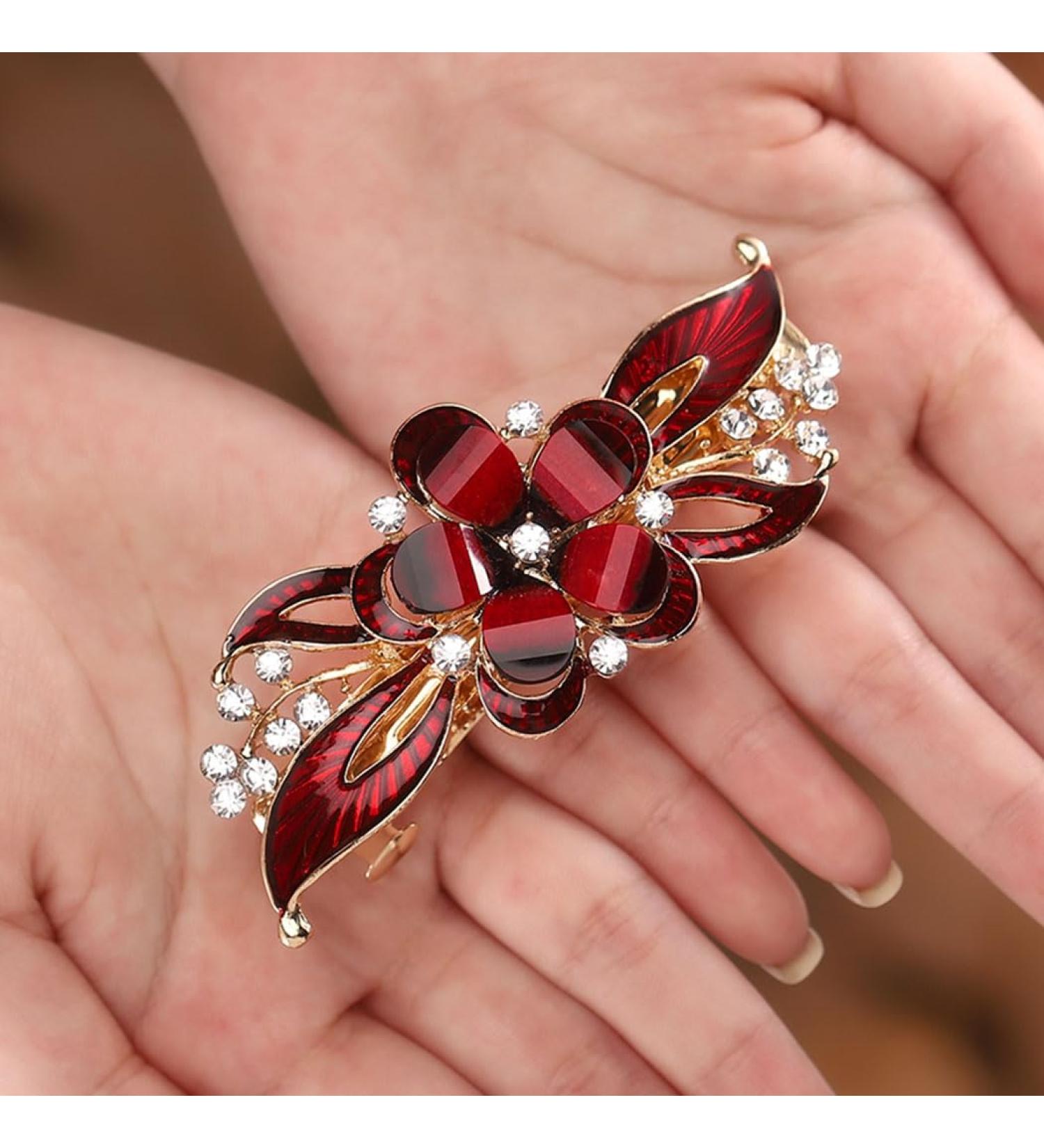 Jovono Red Wedding Hair Clip | Bridal Hairpins & Flower Headpiece for Women & Girls - Perfect Hair Accessories - Buy Online on GoSupps.com