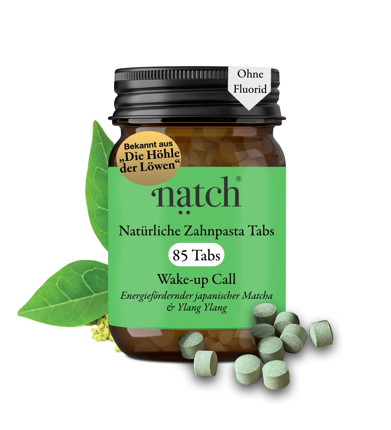 NATCH Fluoride-Free Tooth Cleaning Tablets 85 Natural Vegan Foaming Toothpaste Tablets with Matcha & Ylang Ylang | Eco-Friendly & Plastic-Free - Buy Online on GoSupps.com