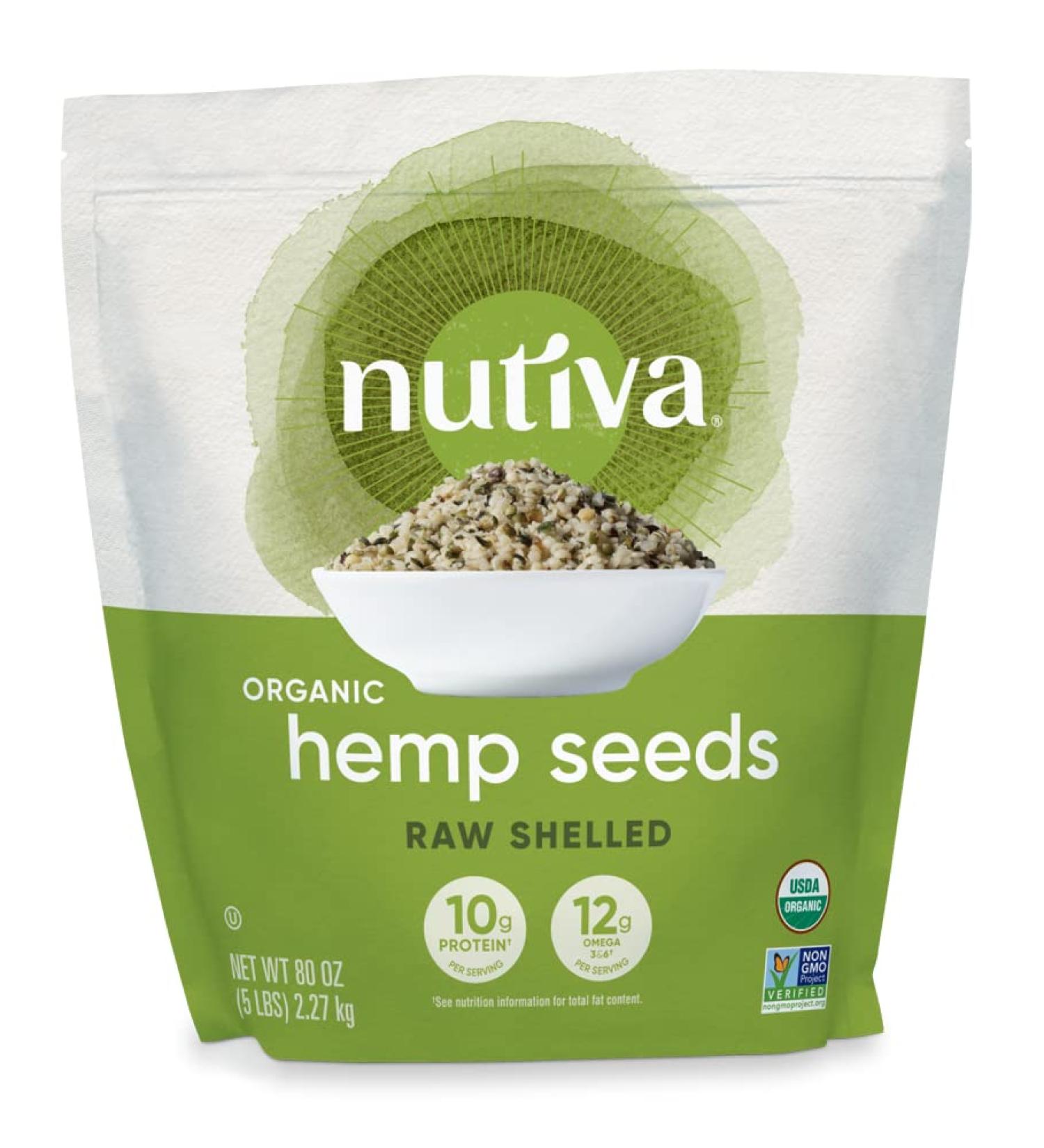 Nutiva Organic Raw Shelled Hemp Seed - 5 lb | USDA Organic, Non-GMO, Gluten-Free, Vegan, Keto, 10g Protein per Serving - Buy Online on GoSupps.com