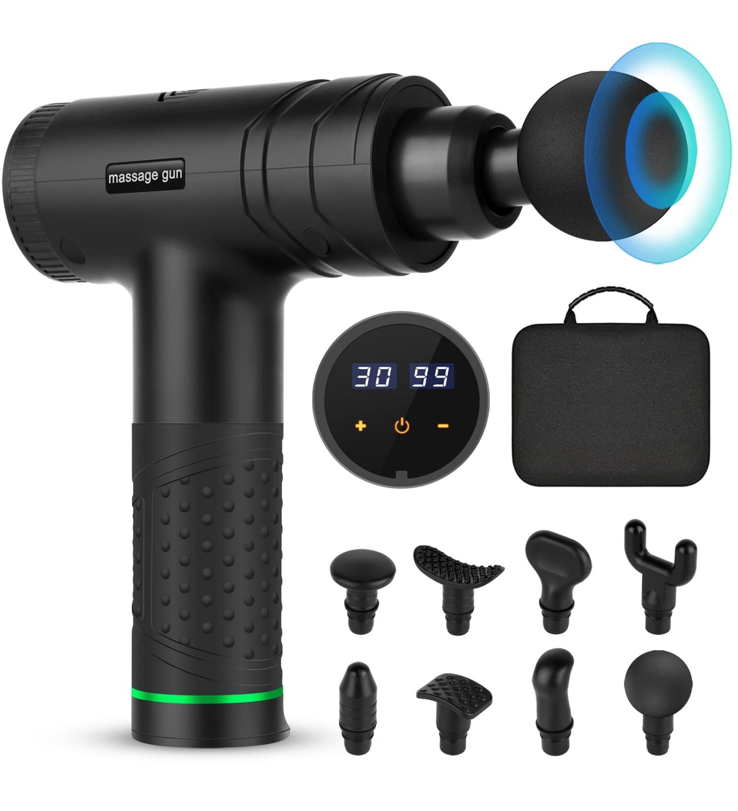 Uplayteck Massage Gun - 30 Speeds 8 Heads Ultra Quiet LED Display - Best Deep Tissue Muscle Massager for Neck Back & Shoulders - International Shipping Available - Buy Online on GoSupps.com