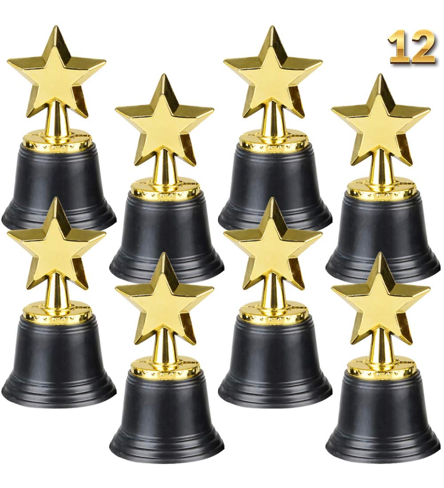 Bedwina Star Trophy Awards - Pack of 12 Bulk - 4.5 Inch Gold Trophies for Kids & Adults - Perfect for Party Favors, Props, Rewards, Competitions - Buy Online on GoSupps.com