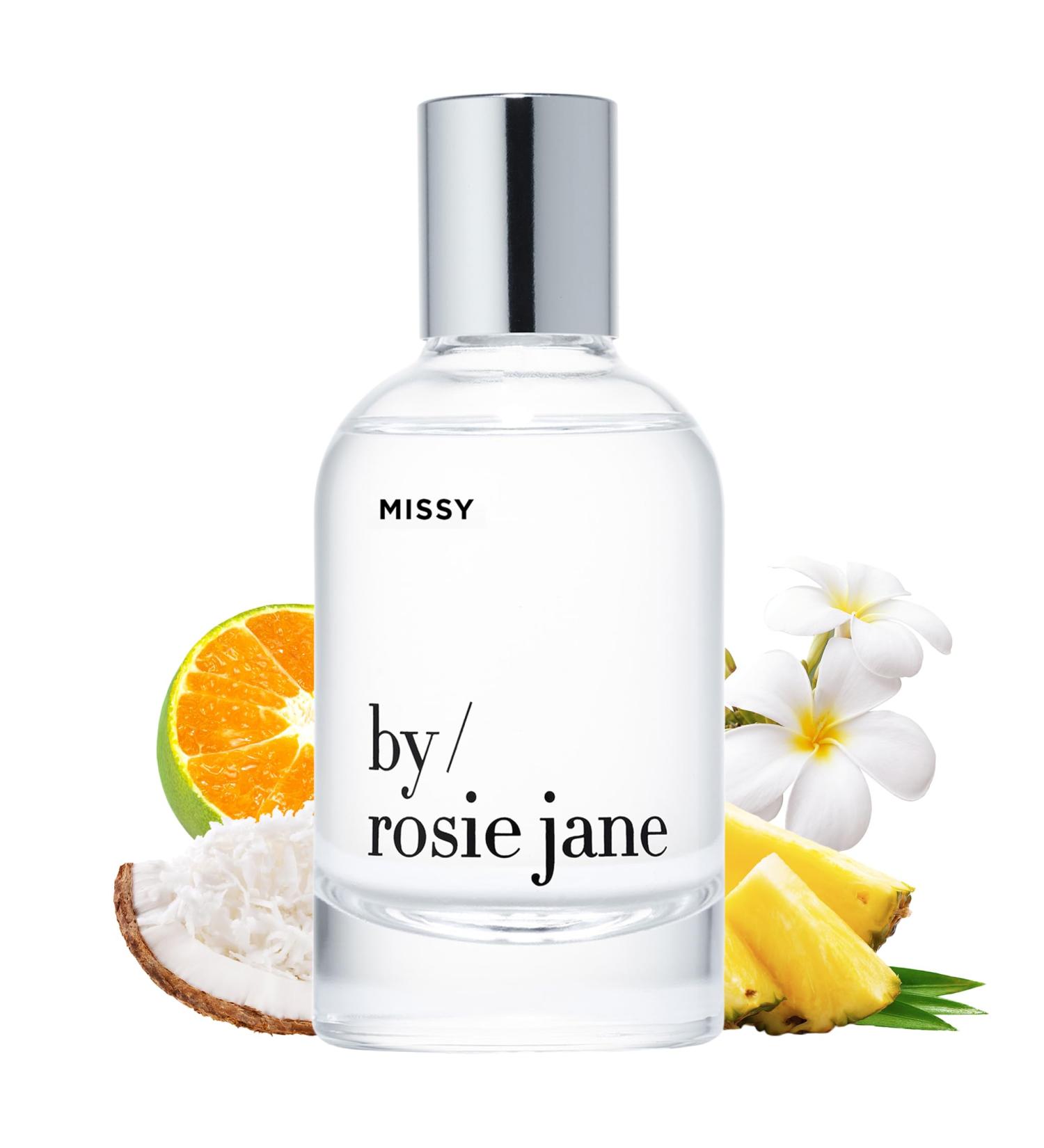 By Rosie Jane Eau De Parfum (Missy) - Clean Perfume for Women - Notes of Coconut Green Mandarin Pineapple and Frangapani - Paraben-Free Vegan Cruelty-Free Phthalate-Free (50ml) Missy (Frangipani) - Buy Online on GoSupps.com