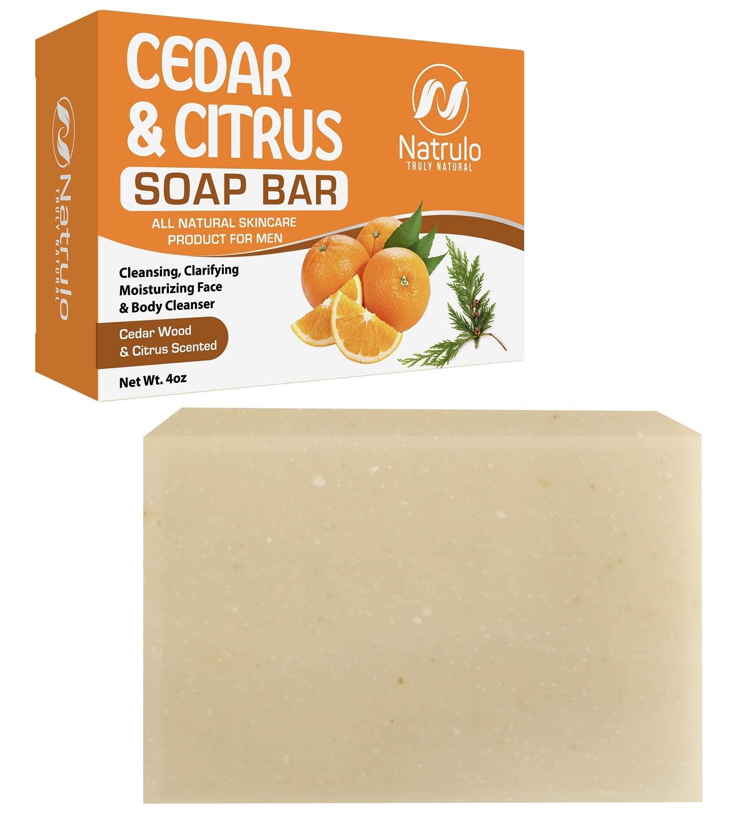 Cedar & Citrus Natural Bar Soap 4oz - Manly Scented Face and Body Cleanser - Made in USA - Buy Online on GoSupps.com