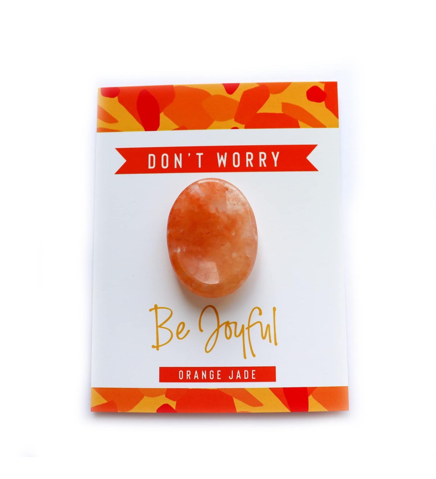 Orange Jade Crystal Worry Thumb Stone - Meditation Stress Relief Gift for Healing Energy, Reiki Chakra Balance - Spiritual Birthday Stocking Filler - Buy Online on GoSupps.com