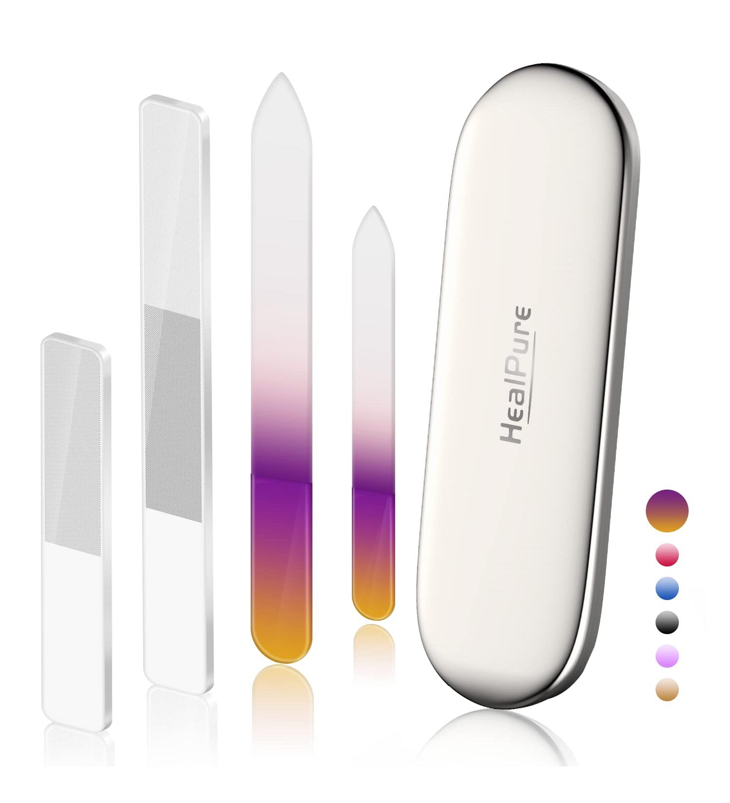 4PC Glass Nail File and Shiner Set - Professional Salon Manicure Tools for Acrylic and Natural Nails - Perfect for Women & Girls - Gradient - Buy Online on GoSupps.com