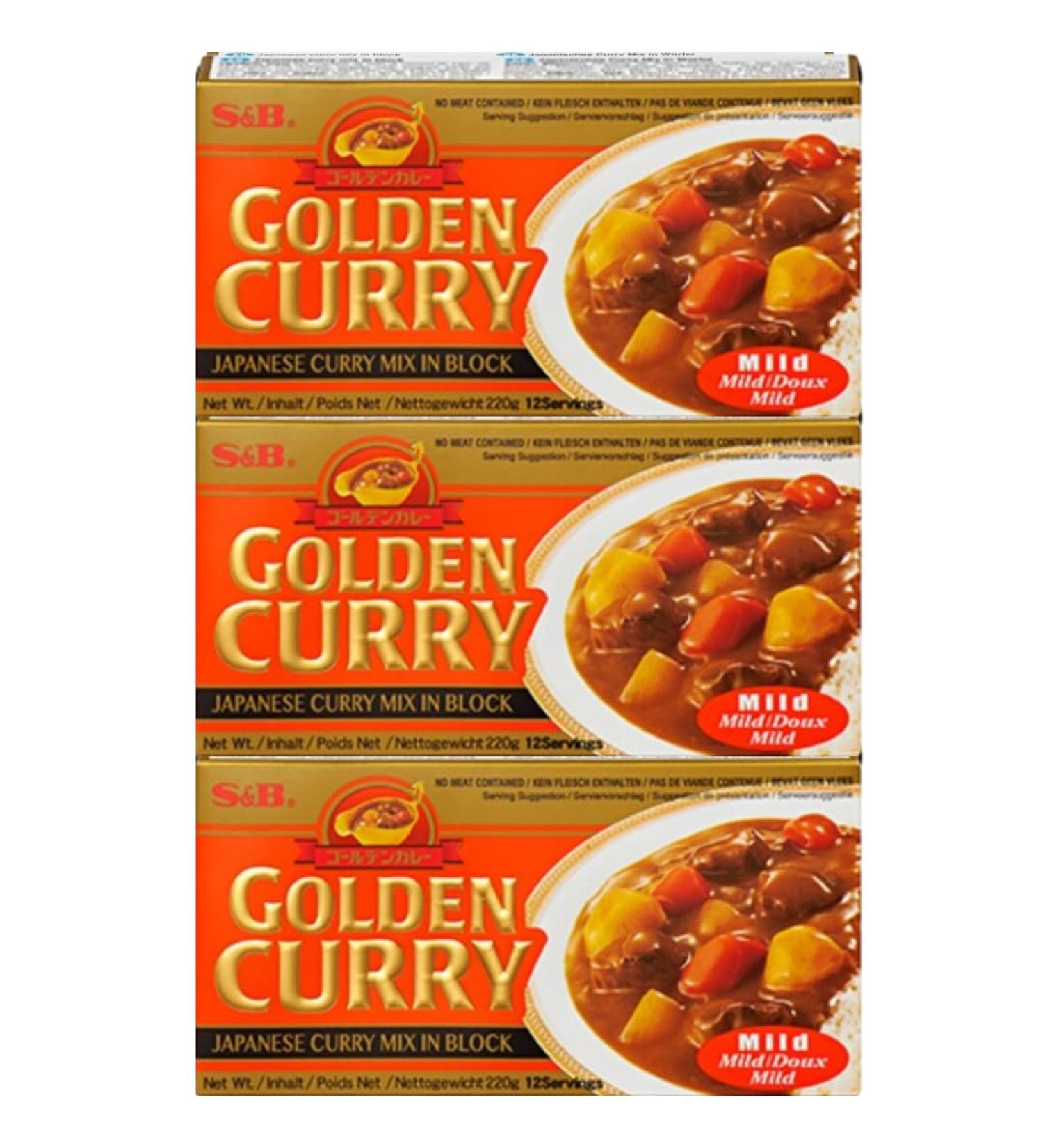 Buy 3x220g S&B Golden Curry Orange - Japanese Vegetarian Curry Mix (Mild) | Heartforcards Shipping Protection - International Delivery - Buy Online on GoSupps.com