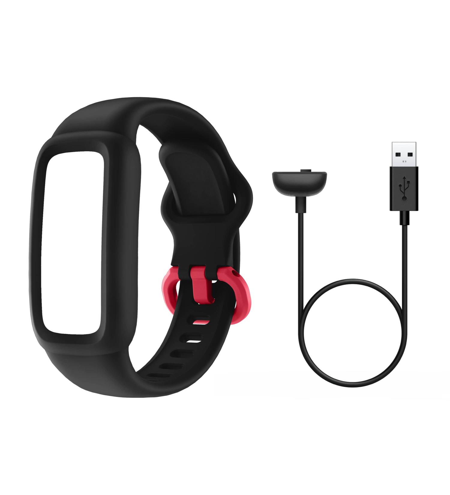 BIGGERFIVE Charging Cable and Adjustable Replacement Straps, Compatible Vigor 2 Kids Fitness Tracker Black