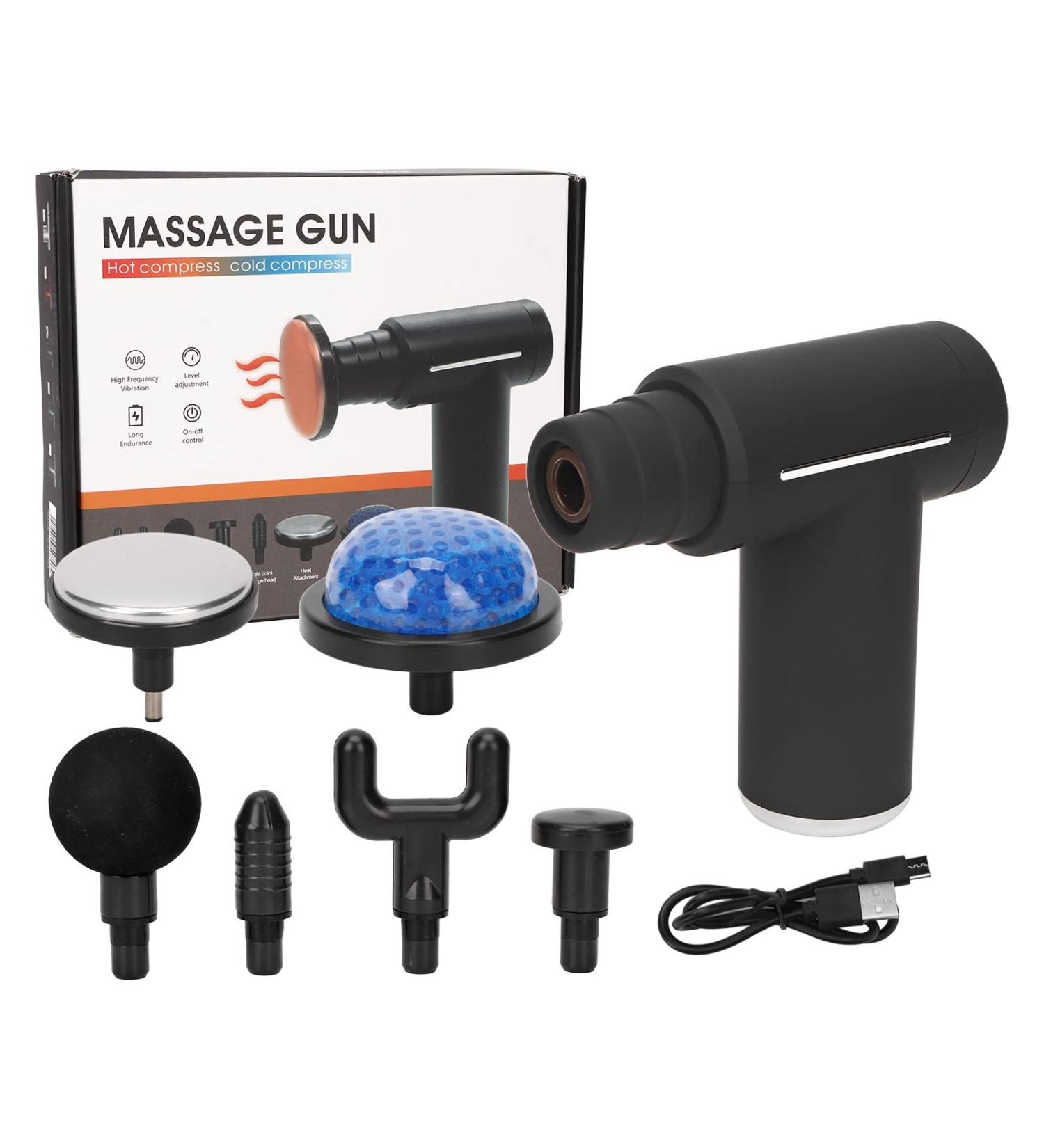 Portable Electrical Massage Device - Adjustable Handheld Percussion Massager with Cold Compress (Black) - International Shipping Available - Buy Online on GoSupps.com
