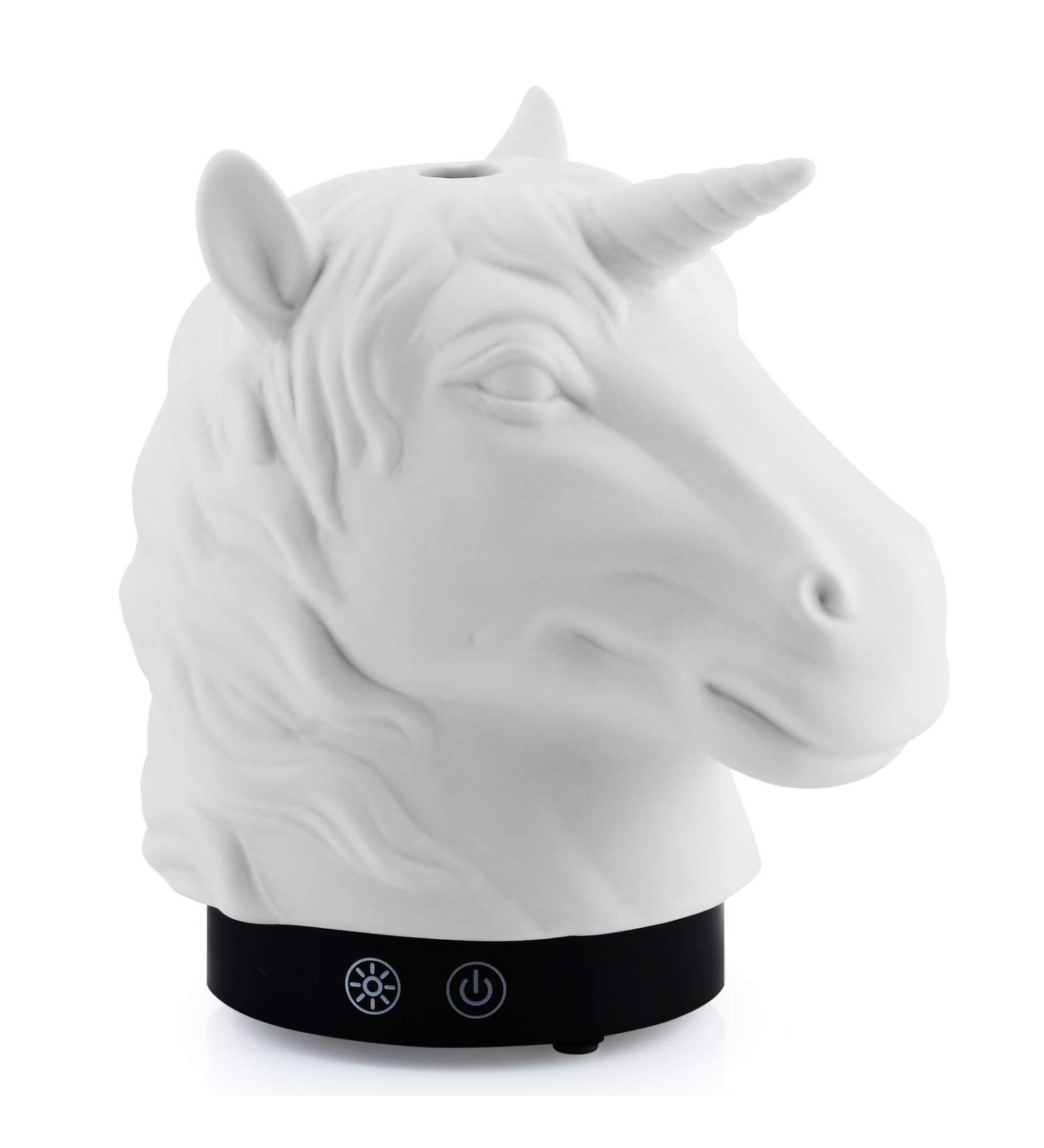 Unicorn Essential Oil Diffuser 160ml - Whisper-Quiet Ultrasonic Cool Mist Humidifier with 7 Color LED Lights - Ceramic Ornament for Home - US 120V - Buy Online on GoSupps.com