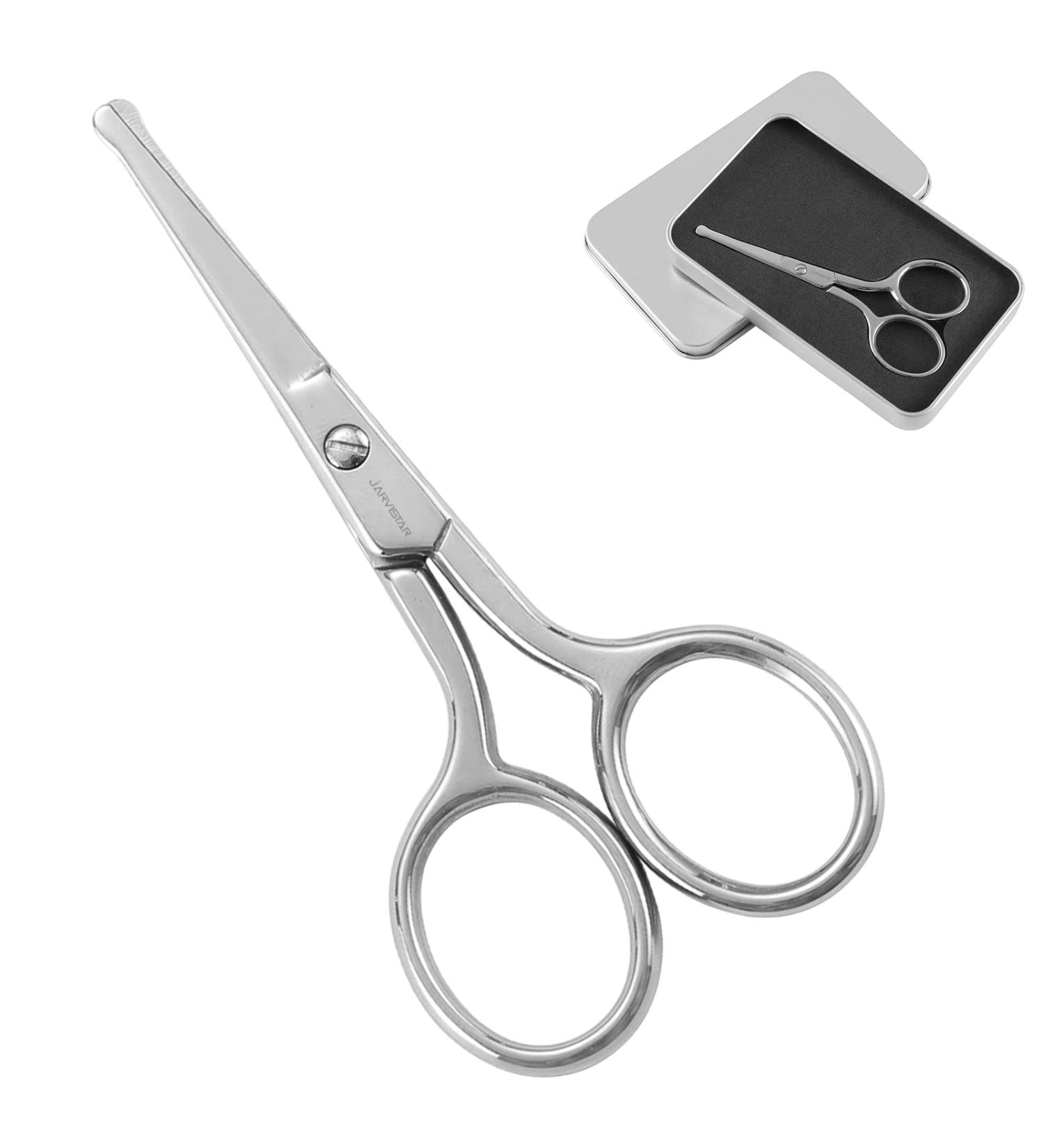 Jarvistar Stainless Steel Nose & Ear Hair Scissors - Premium Rounded Tip Manicure Shears for Men - 93mm Silver Nail Scissors - Buy Online on GoSupps.com
