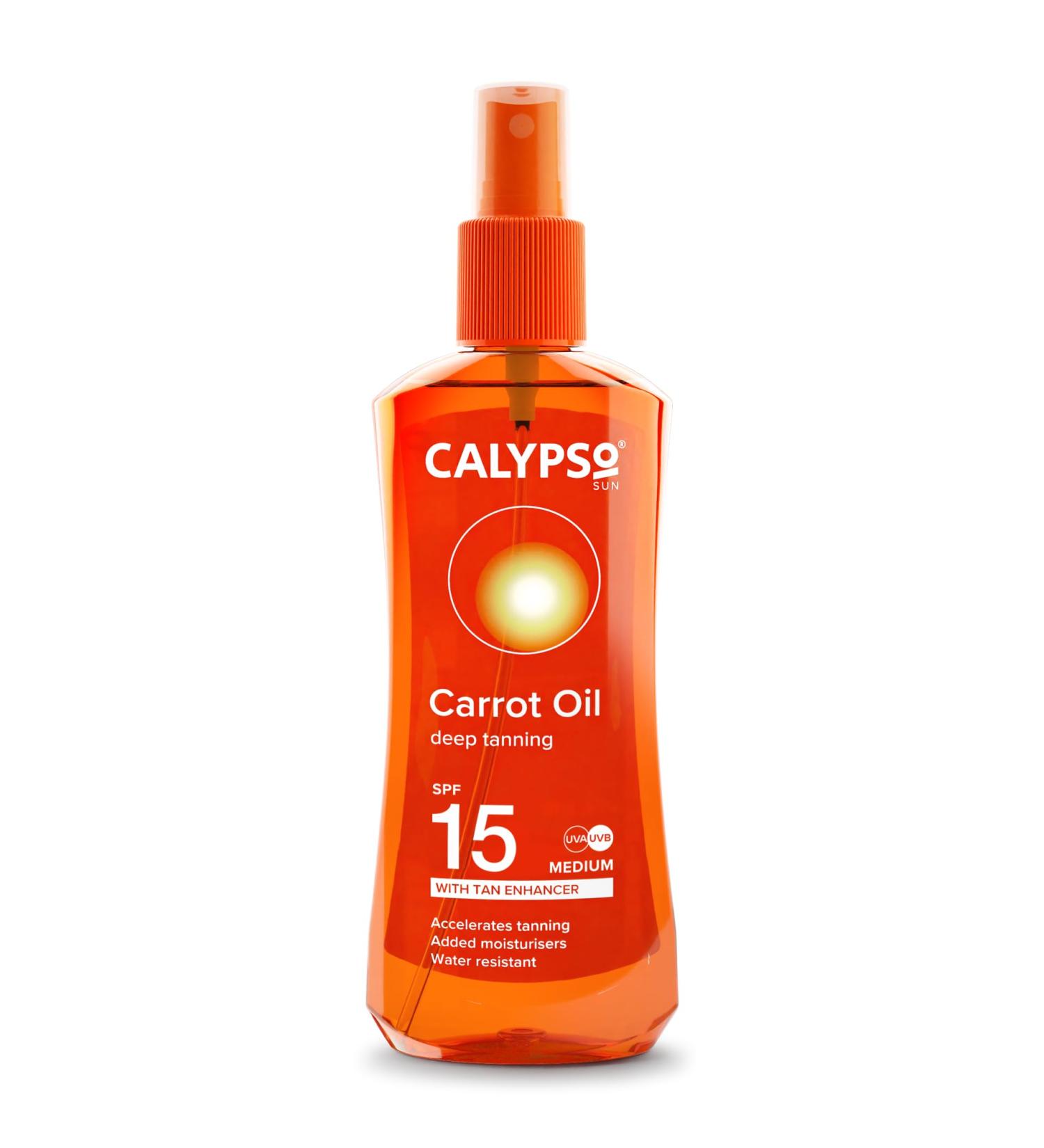 Calypso Sun Protection Carrot Oil SPF 15 | Tan Extender for Radiant Skin | International Shipping Available - Buy Online on GoSupps.com