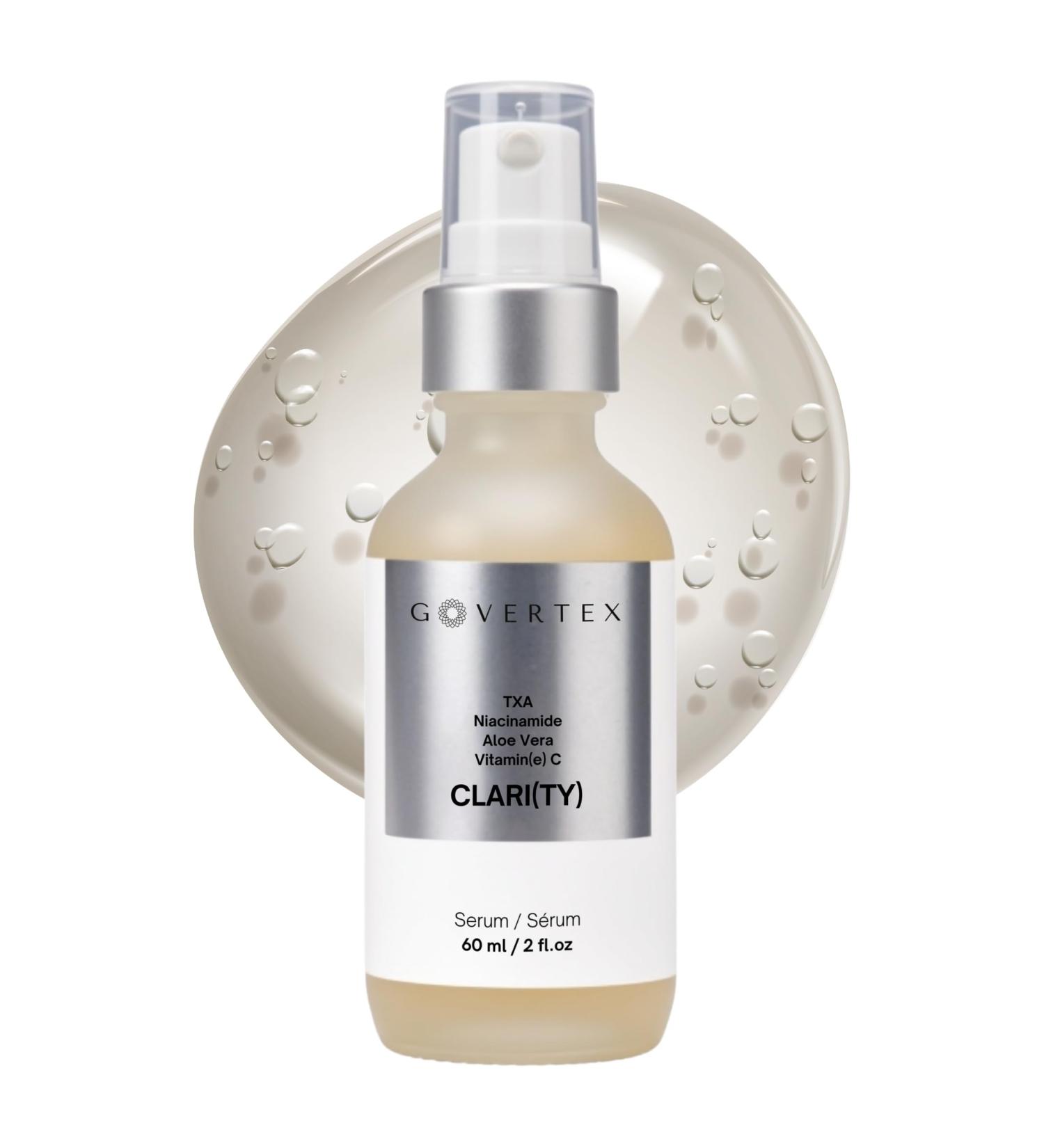 Govertex Clarity Vitamin C Serum - 3% Tranexamic Acid 10% Vitamin C (SAP) 3.5% Niacinamide & Aloe Vera. Discoloration & Brightening Serum. Evens Skin Tone. Fragrance Free. 2fl oz. - Buy Online on GoSupps.com