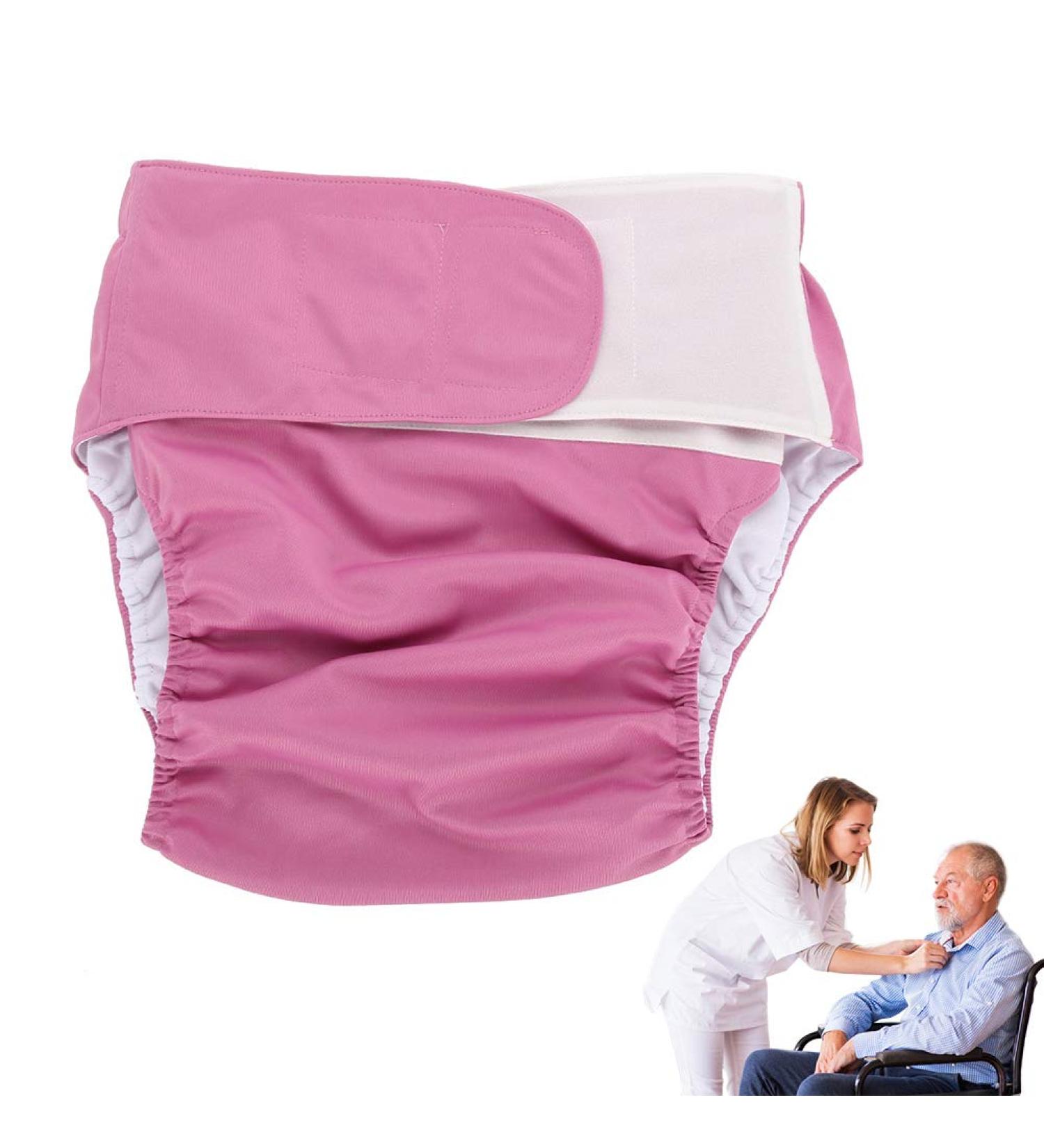Adjustable Adult Cloth Diapers Pants | Washable & Reusable | Leak-Free Incontinence Care Underwear for Elderly | Pink - Buy Online on GoSupps.com
