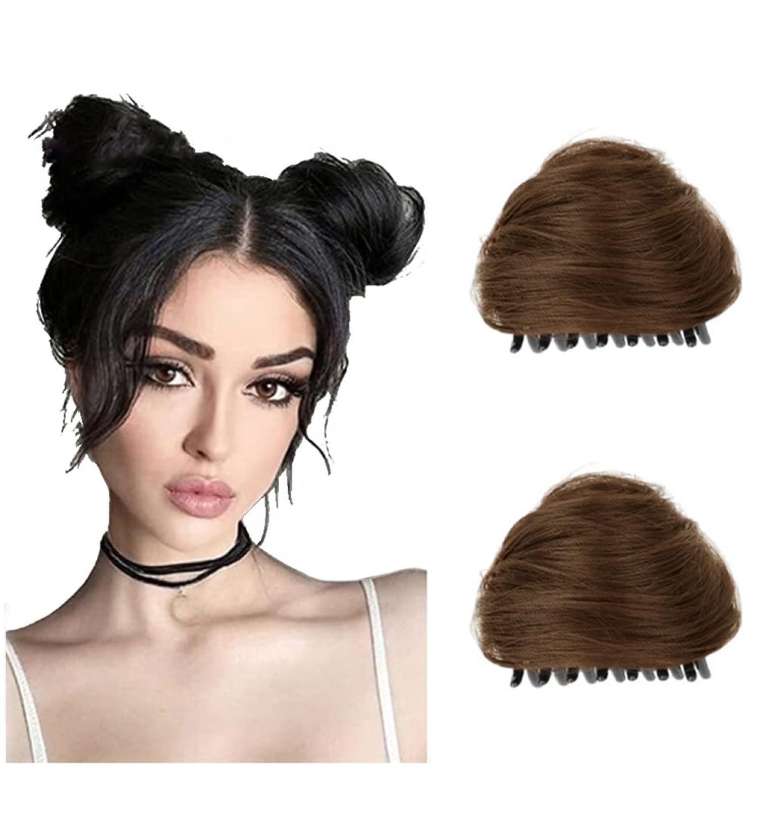 Cat Ears Hair Donut Chignon Claw Clip in Messy Hair Bun Space Bun Hair Pieces Cat Ears Bun Hair Extensions Wig Accessory Ponytail Hairpieces for Women Girls (Light Brown) - Buy Online on GoSupps.com