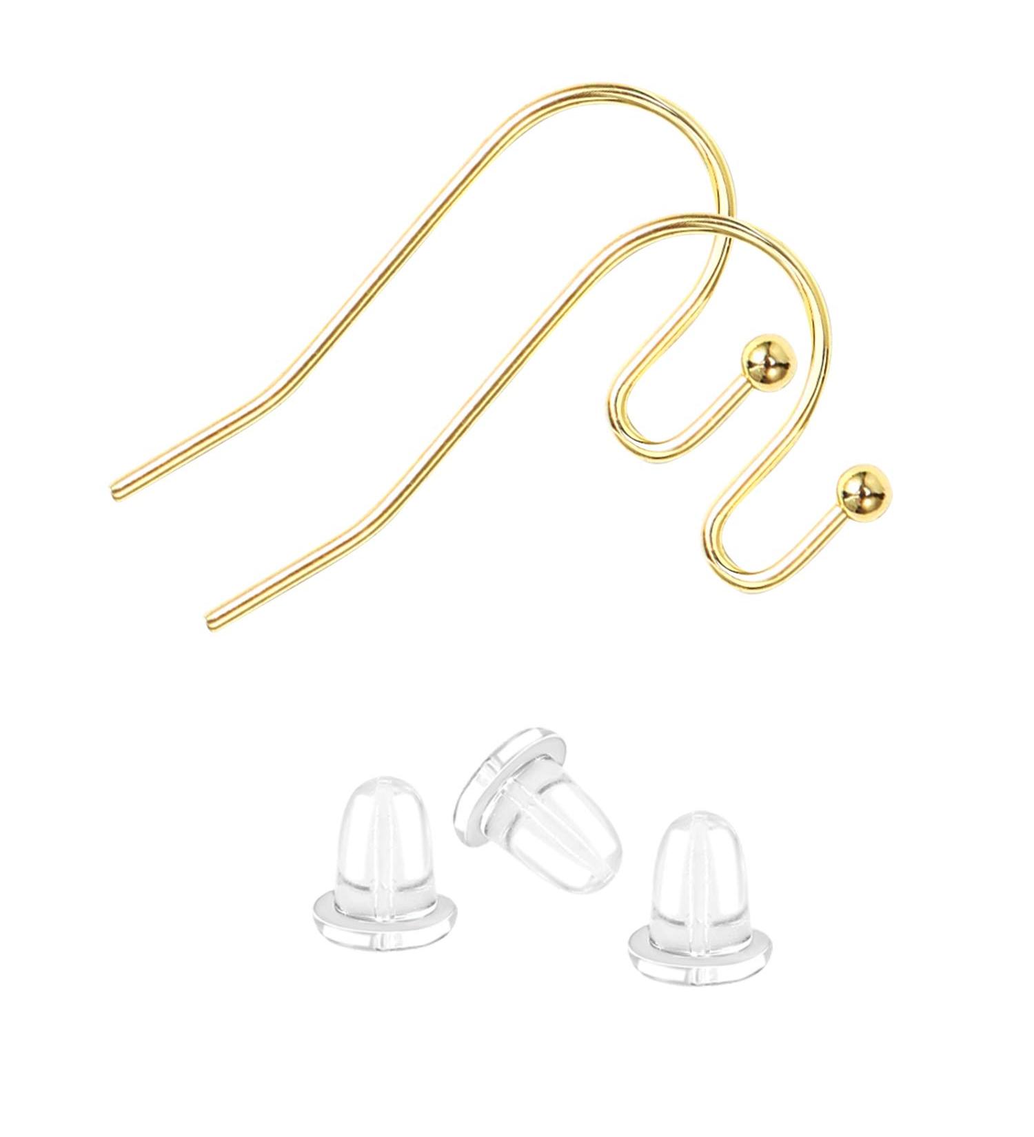 200 PCS 14K Gold Plated Hypoallergenic Earring Hooks for Jewelry Making with Earring Backs - Buy Online on GoSupps.com