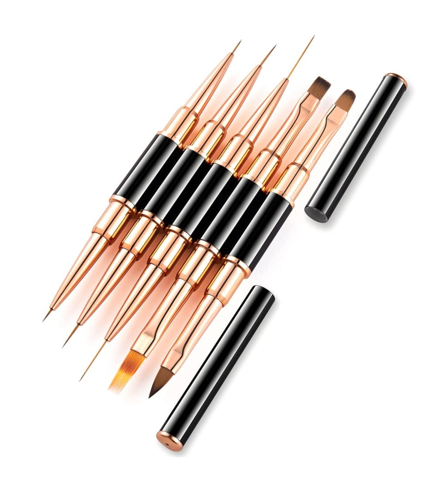 Simpls 5 Pieces Double Nail Art UV Gel Extension Brush Painting Tools French Stripe Drawing Liner Pen Manicure Parts - Buy Online on GoSupps.com