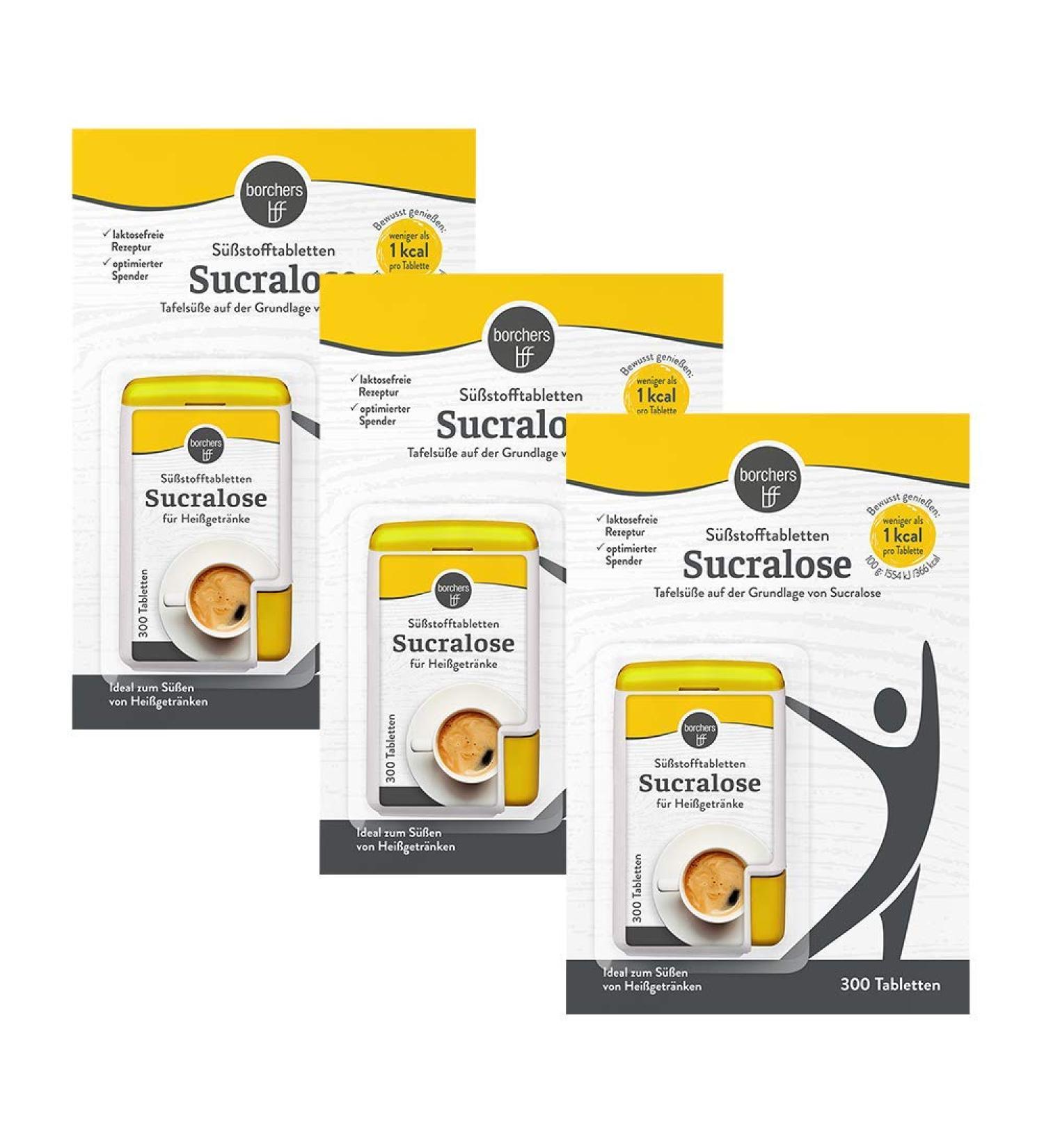 Buy 3x Borchers Sucralose Sweet Tablets - 300 Sweetener Tablets for Coffee Tea & Hot Drinks - Sugar-Free Sweetness - Buy Online on GoSupps.com
