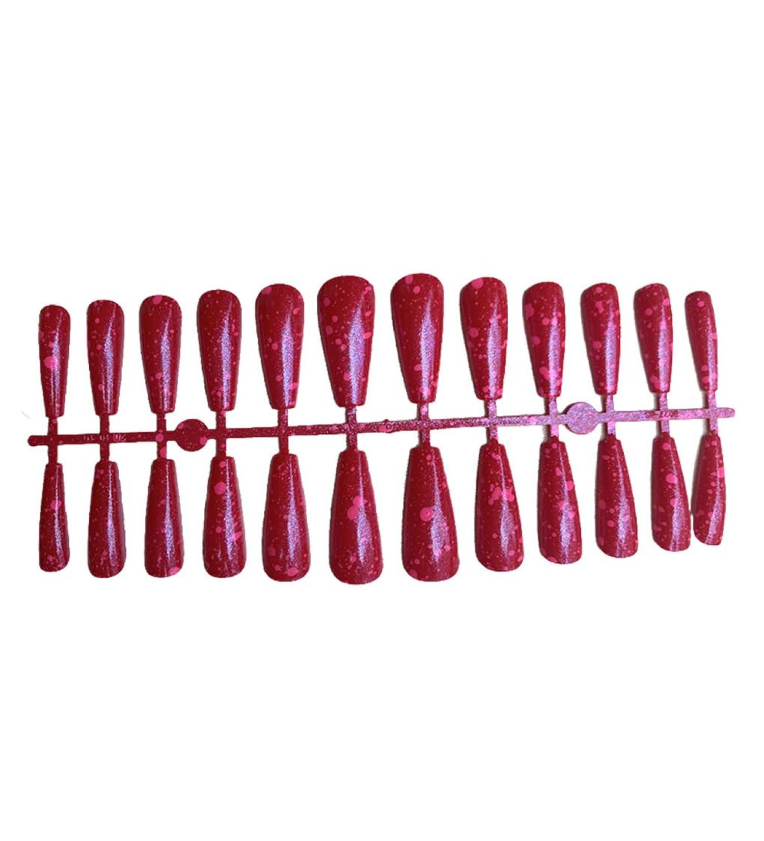 dijiusidy 24 Pieces Nails T Shape Extra Long Full Wrap False Nail Tips Women Decor Fingernail Supply Manicure Accessory red print - Buy Online on GoSupps.com