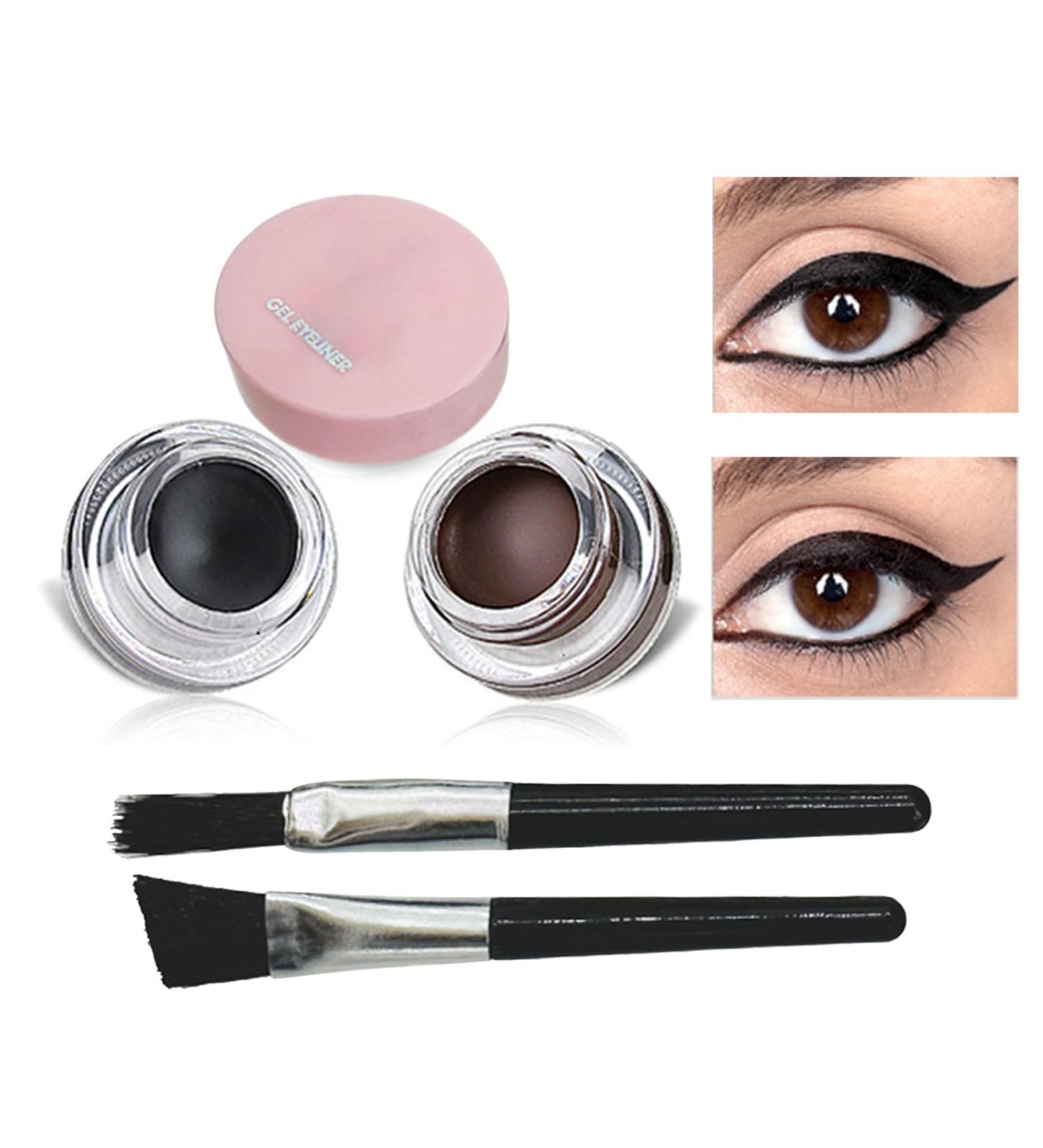 Gel Eyeliner - 2 in 1 Waterproof Smudge Proof Eye Liner with