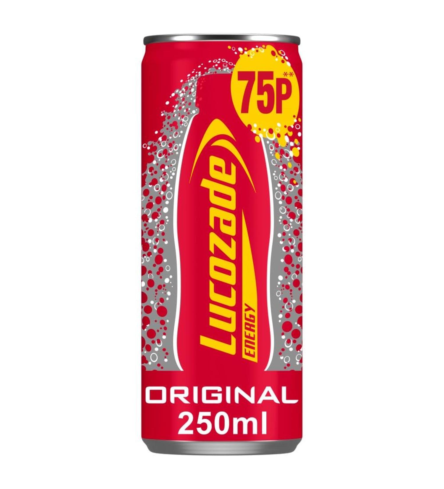 Lucozade Energy Slim Tall 250ml x 24 Cans (24 x 250ml Original) Original 24 x 250ml