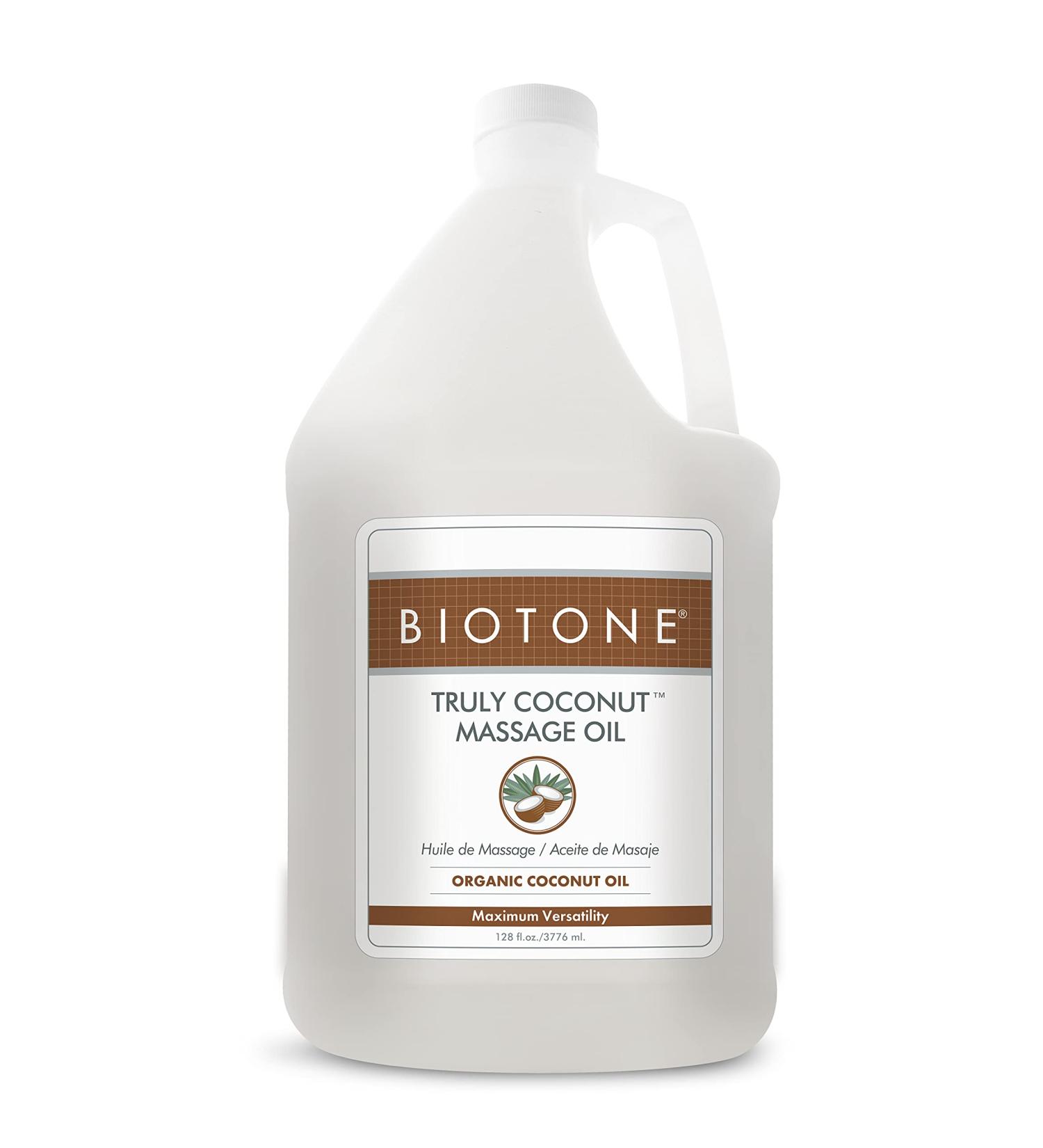 BIOTONE Truly Coconut Massage Oil - Organic Light & Versatile for Deep Relaxation - 128 Fl Oz | Ideal Bodycare Oil - Buy Online on GoSupps.com